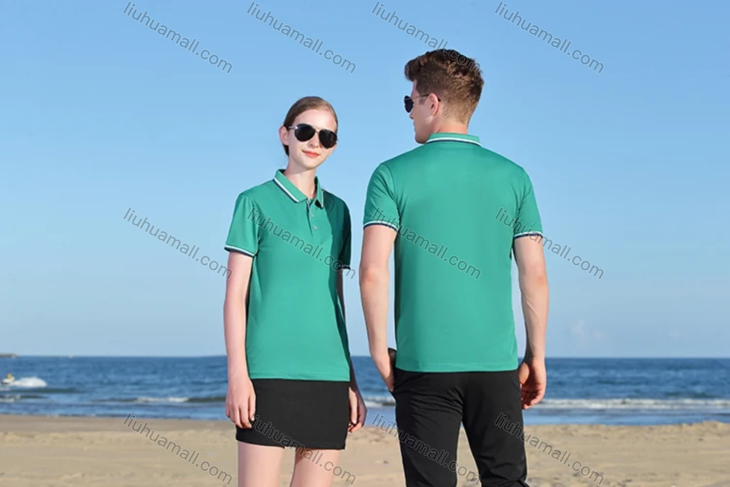 Wholesale Men's Casual Contrast Striped Trim Short Sleeve Slim Fit Polo Shirt 4005# - Liuhuamall