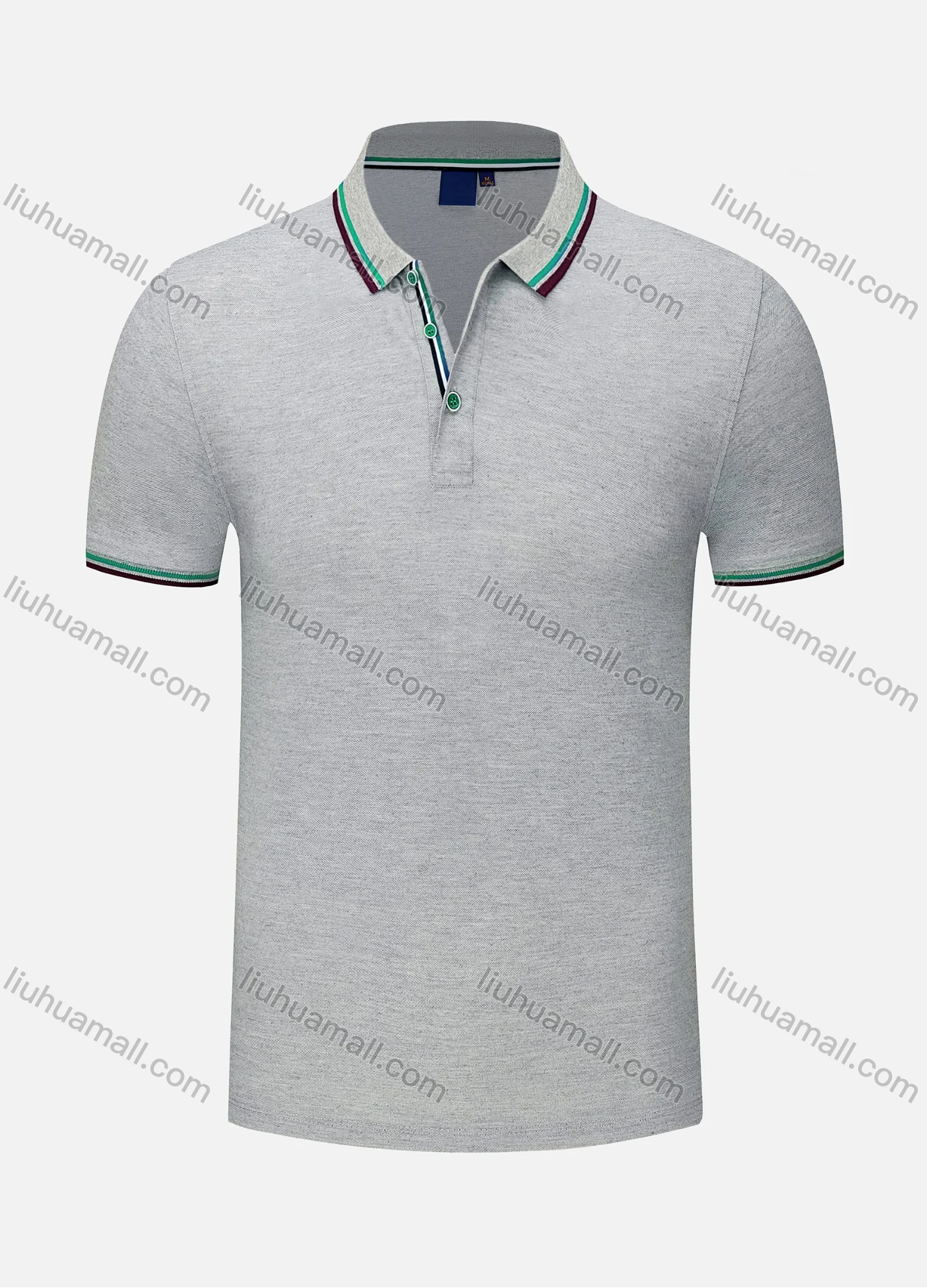 Wholesale Men's Casual Contrast Striped Trim Short Sleeve Slim Fit Polo Shirt 4005# - Liuhuamall