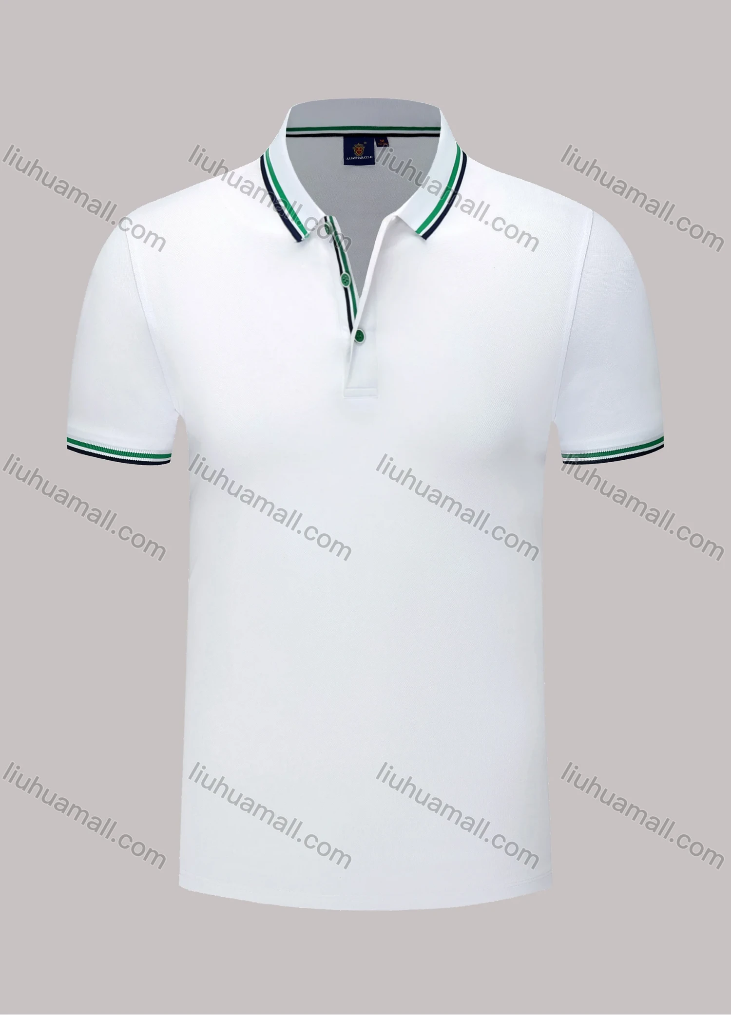 Wholesale Men's Casual Contrast Striped Trim Short Sleeve Slim Fit Polo Shirt 4005# - Liuhuamall
