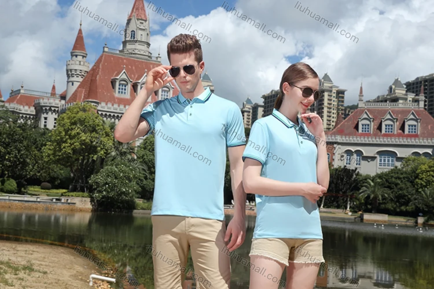 Wholesale Men's Casual Contrast Striped Trim Short Sleeve Slim Fit Polo Shirt 4005# - Liuhuamall