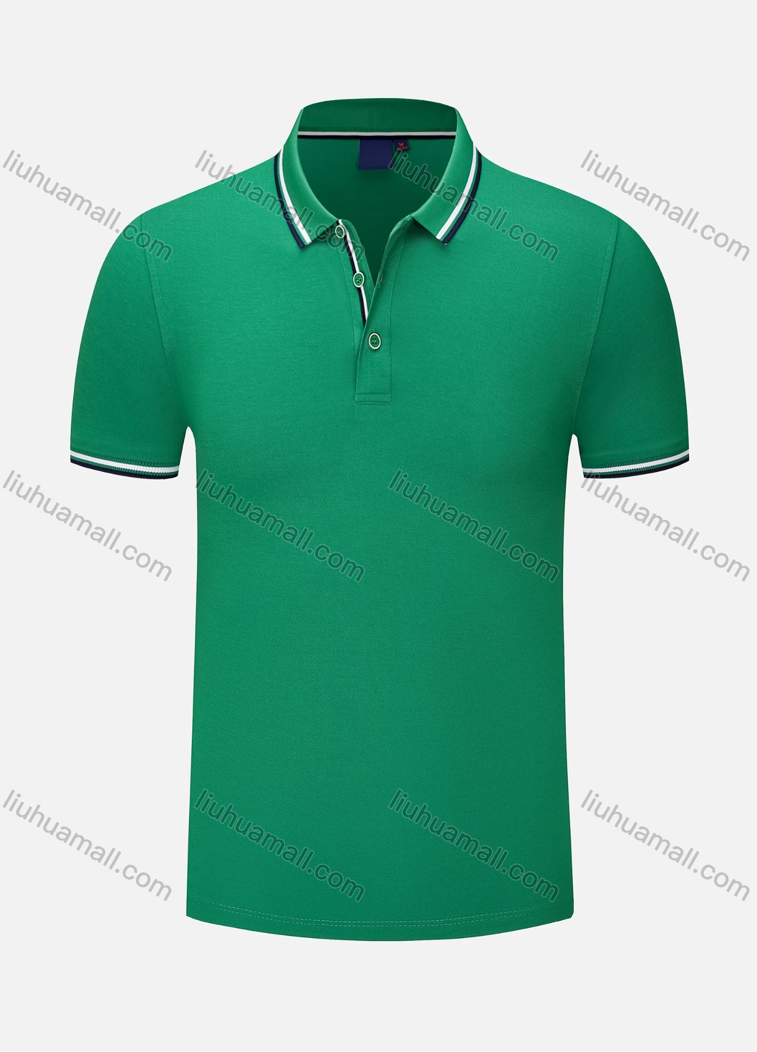 Wholesale Men's Casual Contrast Striped Trim Short Sleeve Slim Fit Polo Shirt 4005# - Liuhuamall