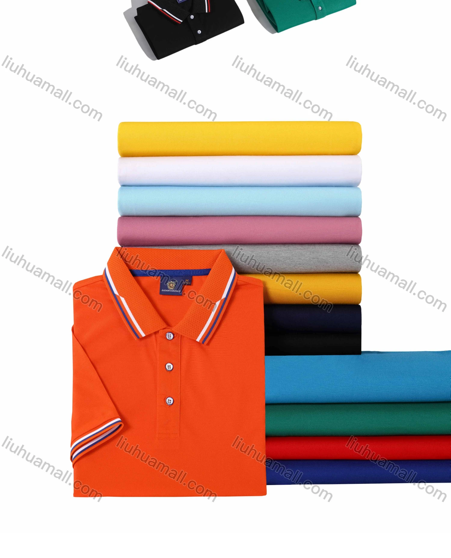 Wholesale Men's Casual Short Sleeve Slim Fit Striped Trim Polo Shirt 4006# - Liuhuamall