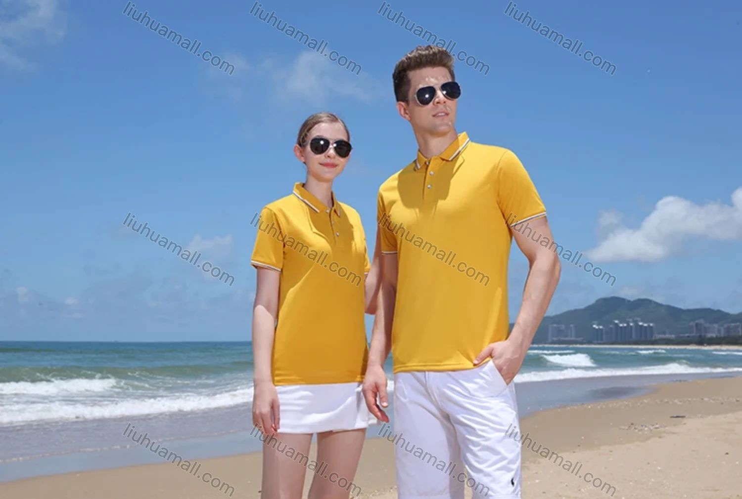 Wholesale Men's Casual Short Sleeve Slim Fit Striped Trim Polo Shirt 4006# - Liuhuamall