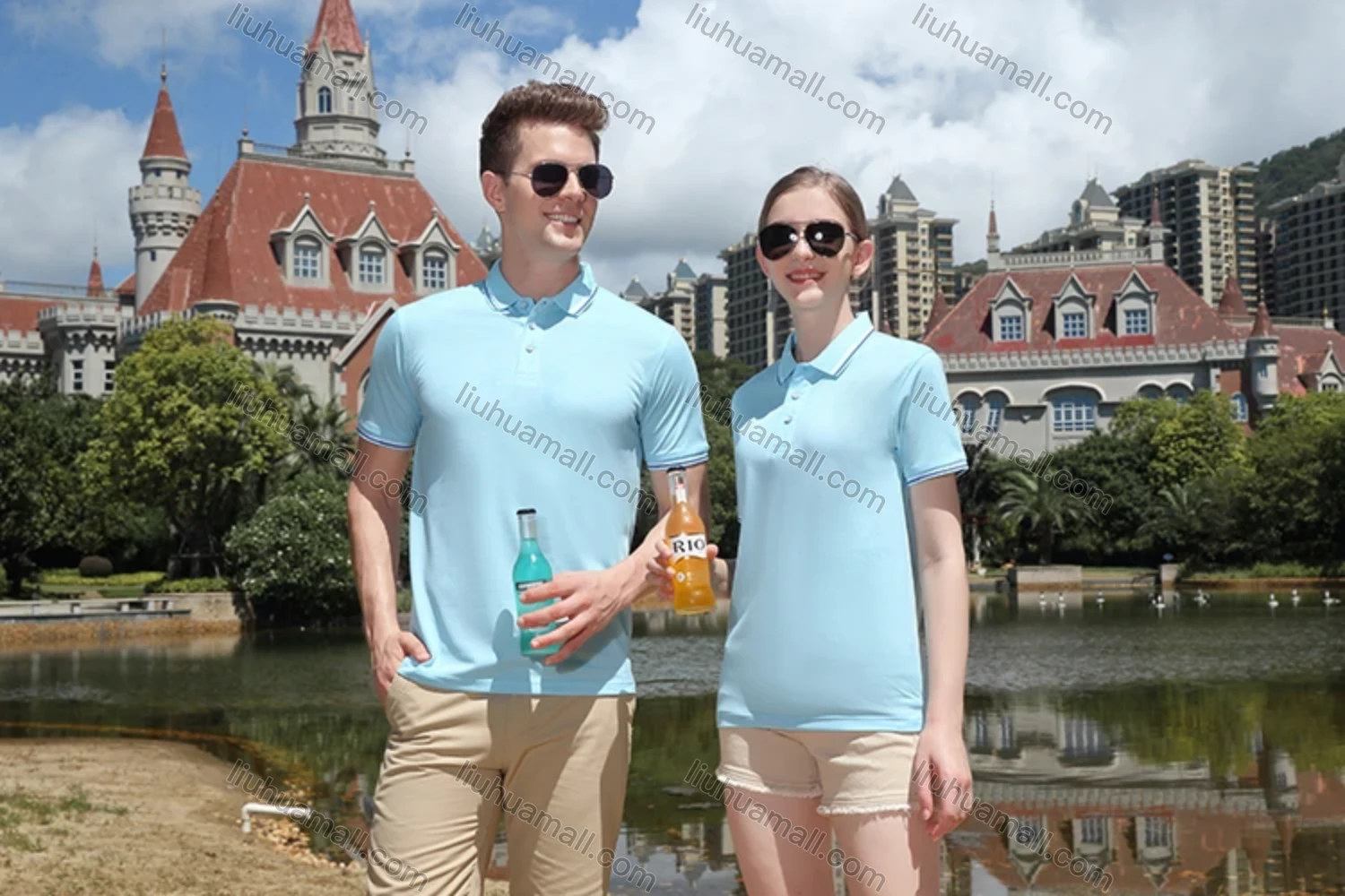 Wholesale Men's Casual Short Sleeve Slim Fit Striped Trim Polo Shirt 4006# - Liuhuamall