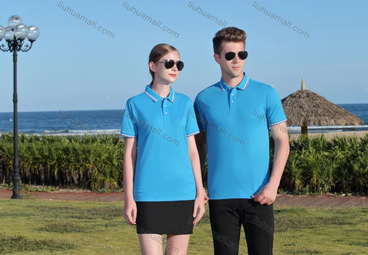 Wholesale Men's Casual Short Sleeve Slim Fit Striped Trim Polo Shirt 4006# - Liuhuamall
