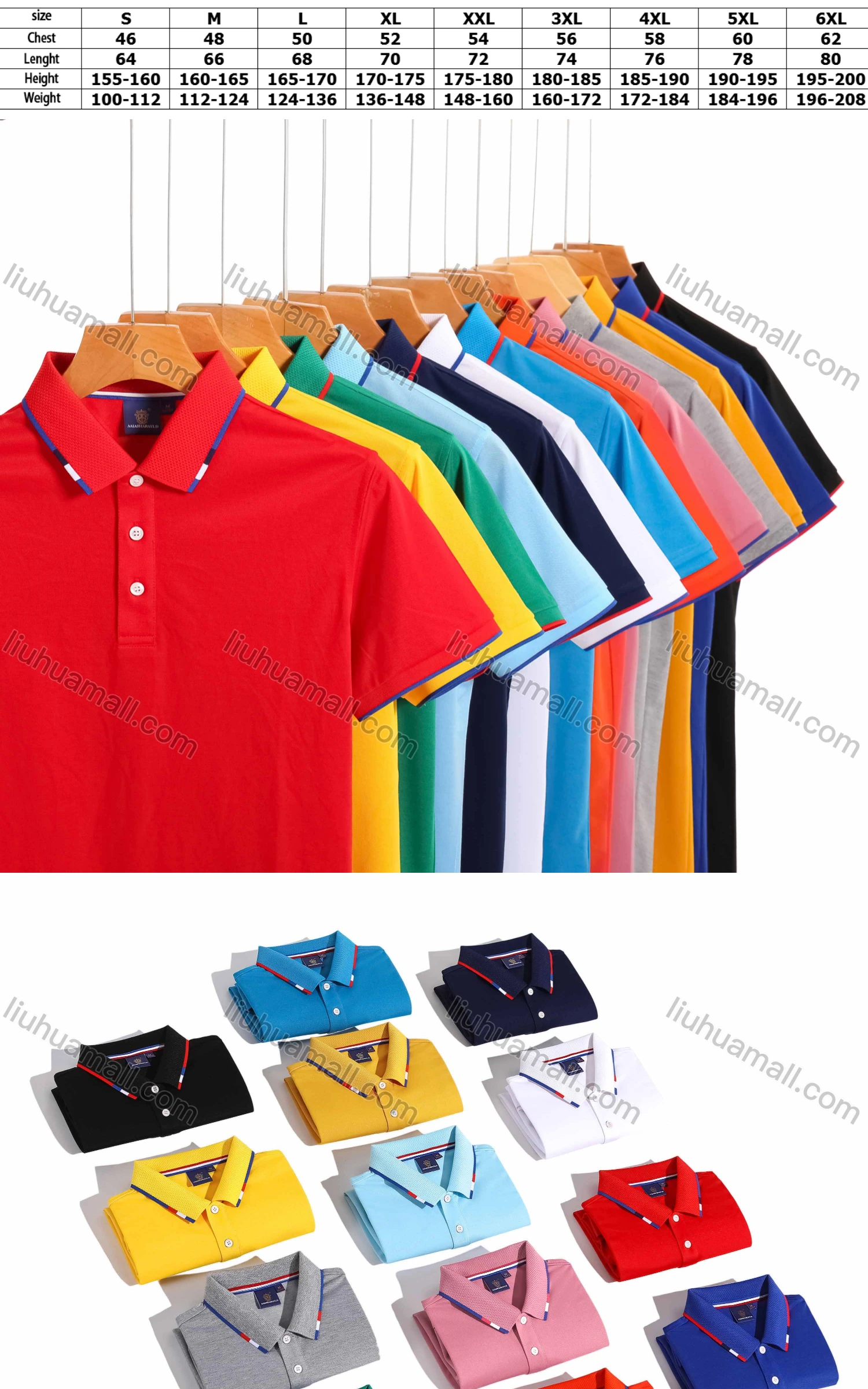 Wholesale Men's Slim Fit Casual Short Sleeve Contrast Stretch Polo Shirt 4007# - Liuhuamall