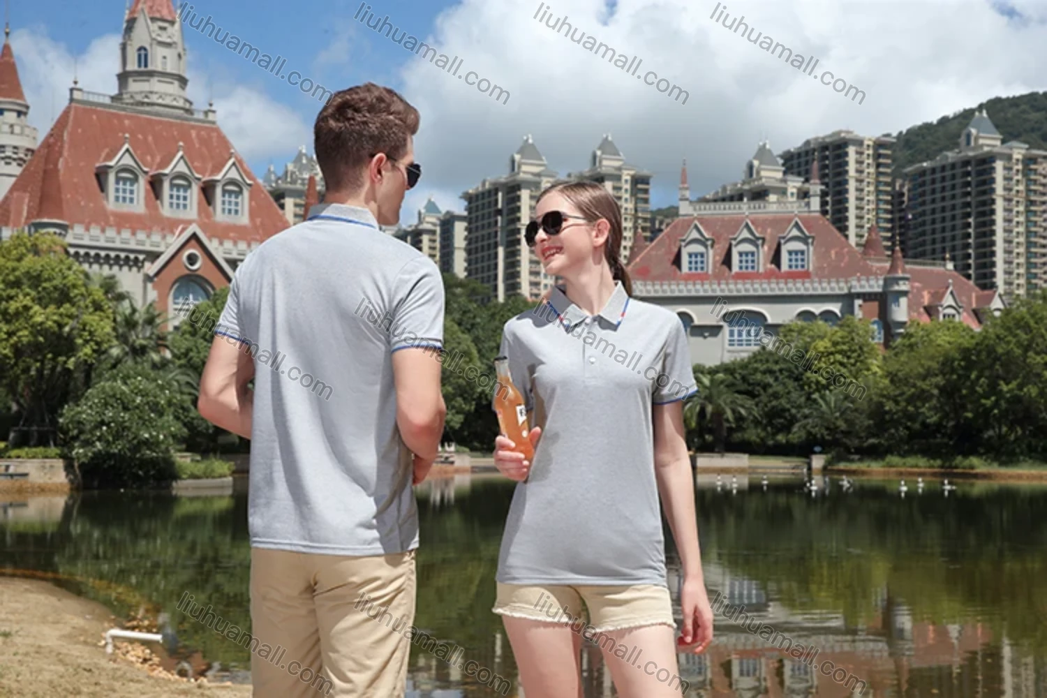 Wholesale Men's Slim Fit Casual Short Sleeve Contrast Stretch Polo Shirt 4007# - Liuhuamall