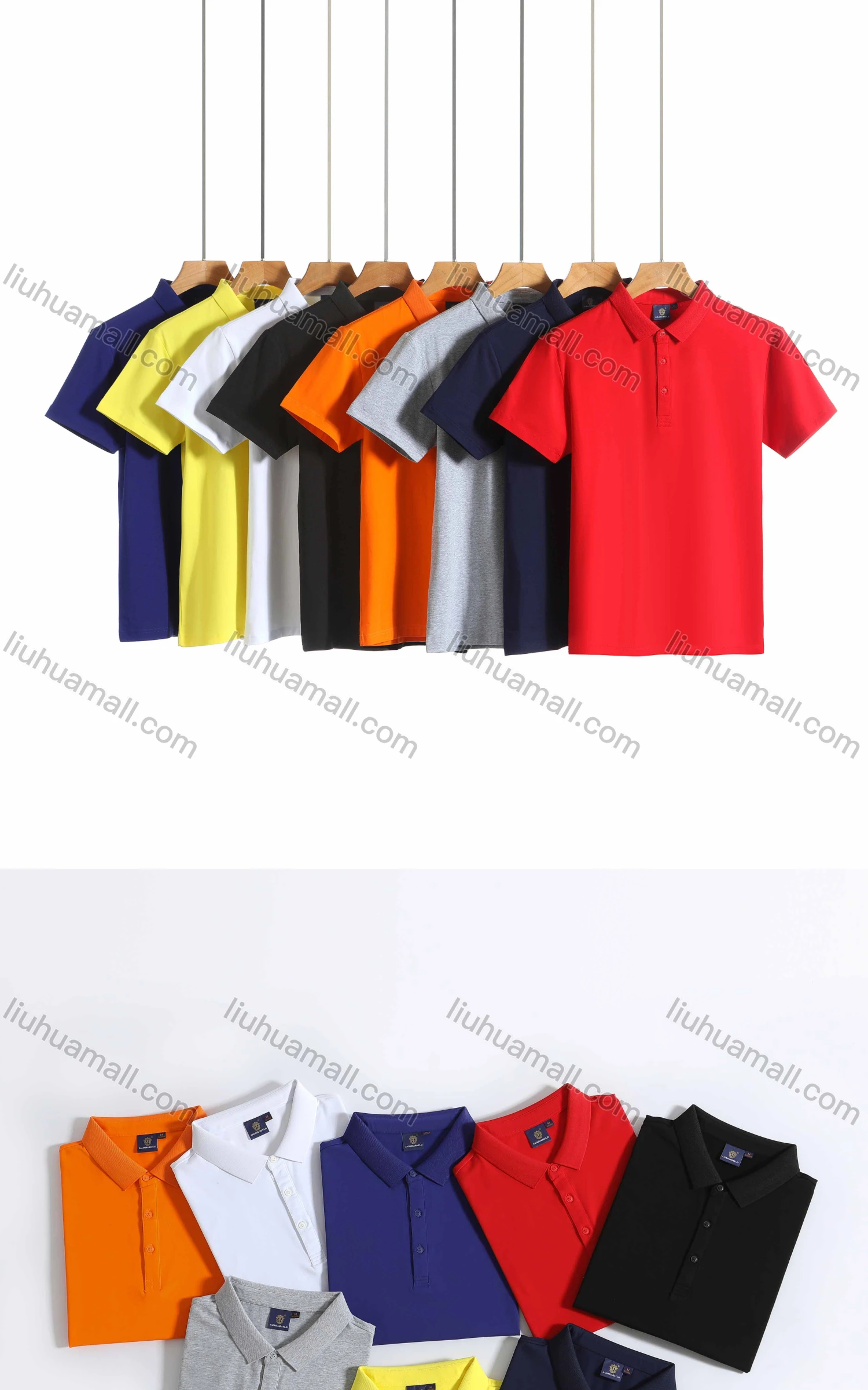 Wholesale Men's Basics Plain Casual Short Sleeve Slim Fit Polo Shirt 1800# - Liuhuamall