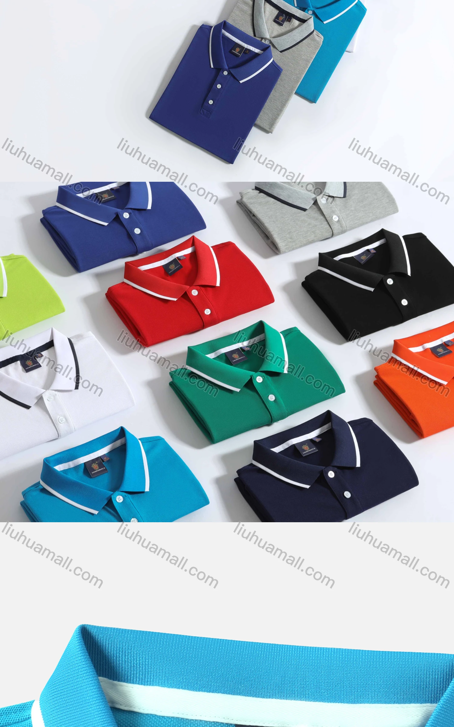 Wholesale Men's Casual Short Sleeve Slim Fit Striped Trim Polo Shirt 8519# - Liuhuamall