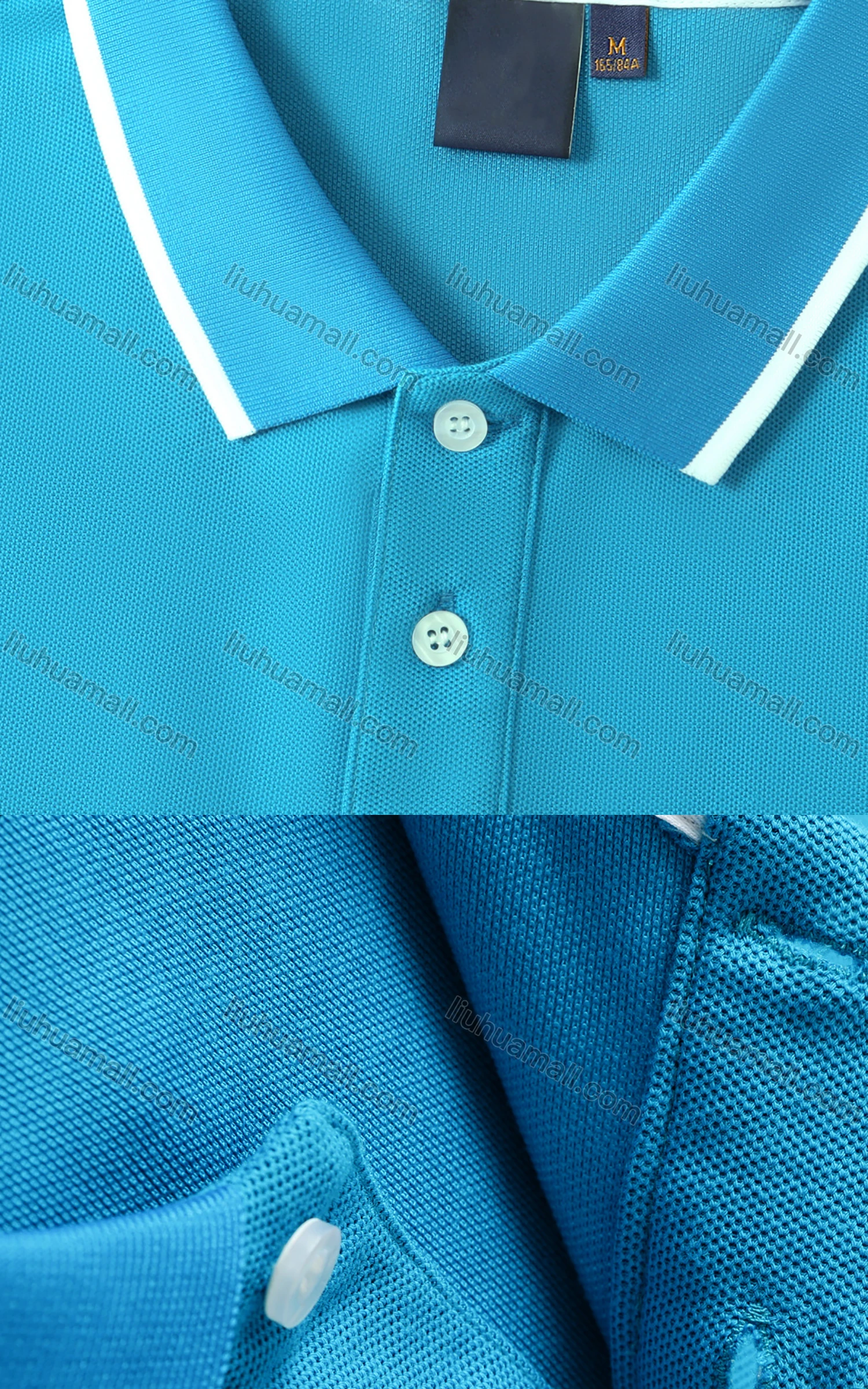 Wholesale Men's Casual Short Sleeve Slim Fit Striped Trim Polo Shirt 8519# - Liuhuamall