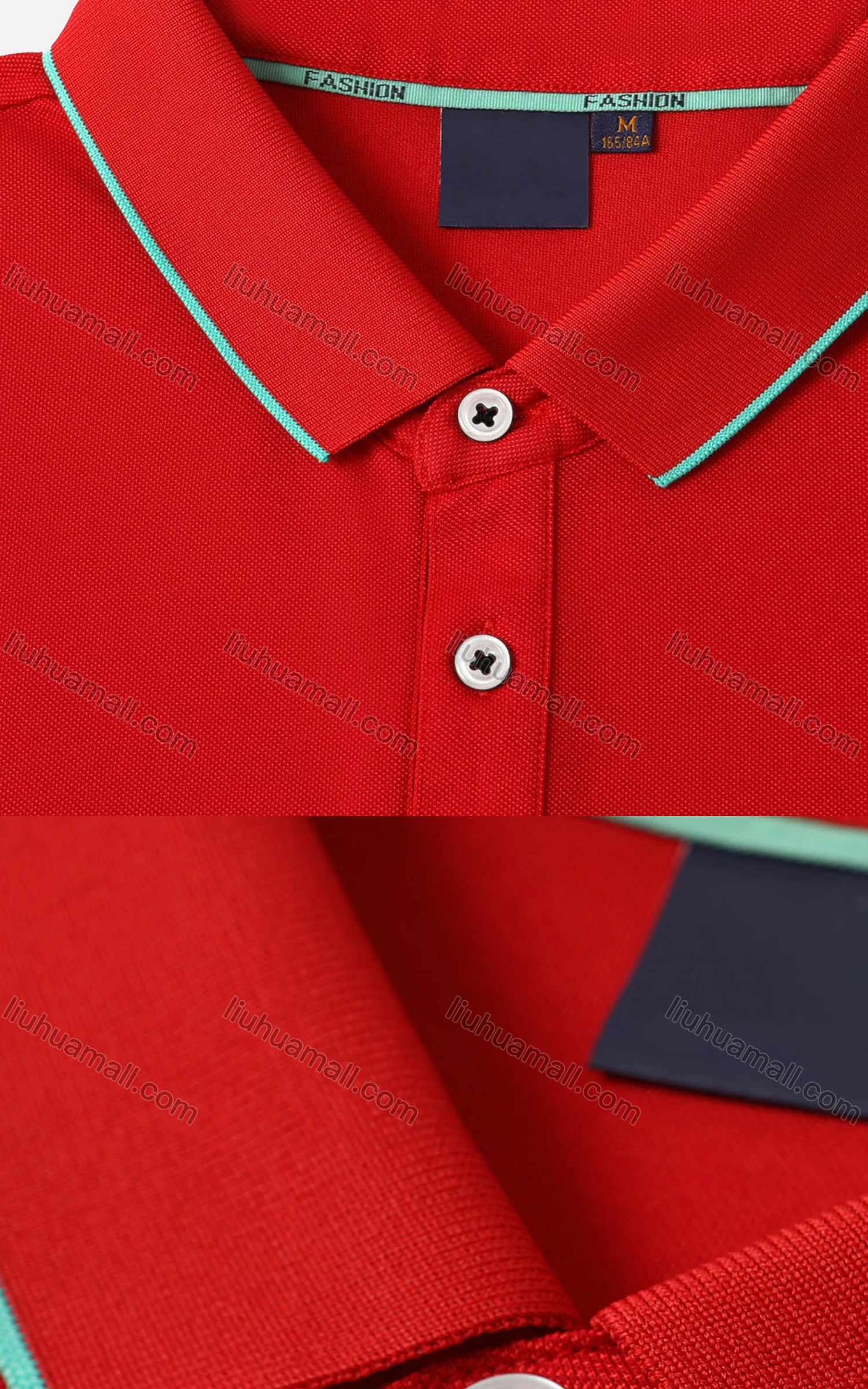 Wholesale Men's Casual Vented Hem Contrast Striped Trim Polo Shirt 8831# - Liuhuamall