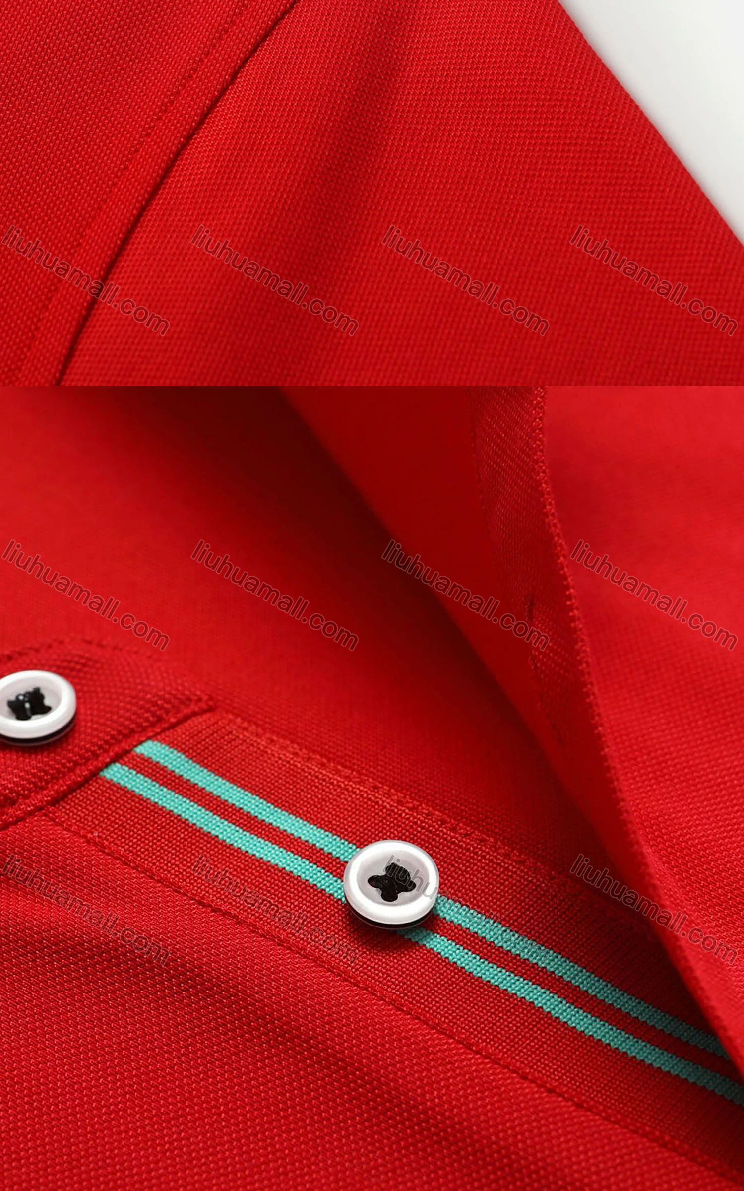 Wholesale Men's Casual Vented Hem Contrast Striped Trim Polo Shirt 8831# - Liuhuamall