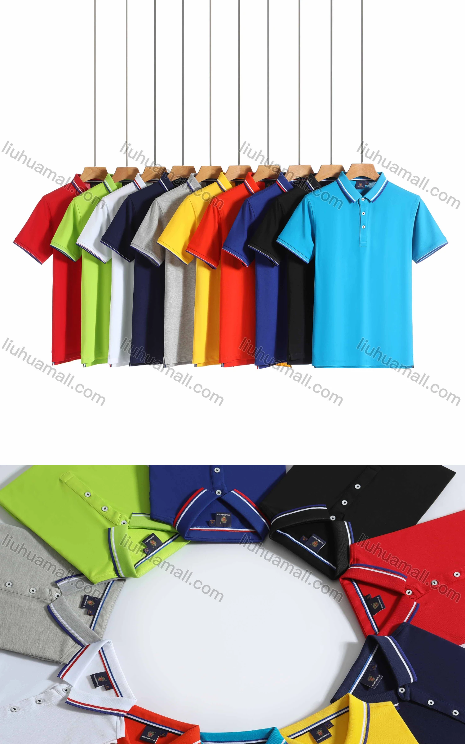 Wholesale Men's Casual Short Sleeve Slim Fit Vented Hem Polo Shirt 8833# - Liuhuamall