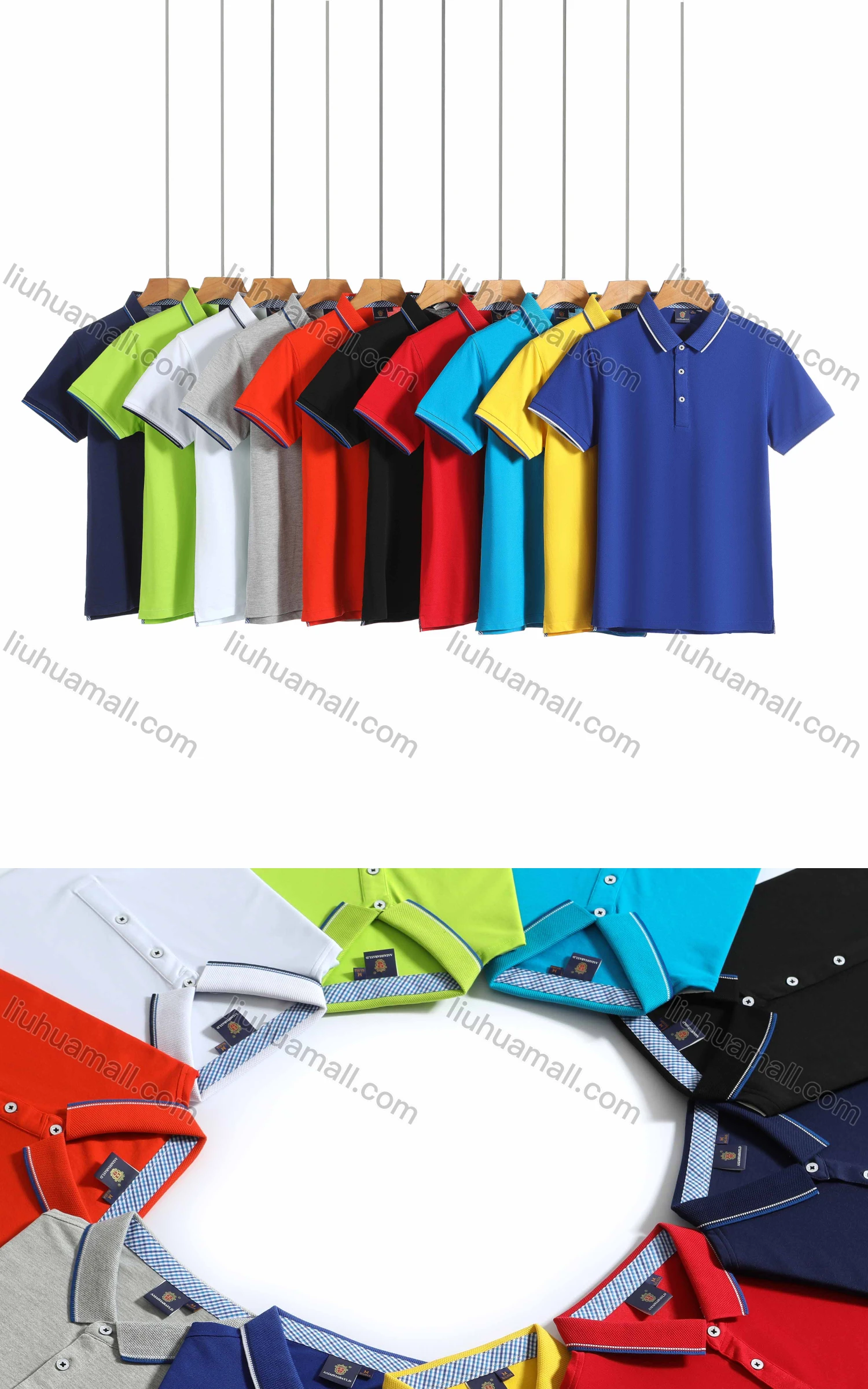 Wholesale Men's Casual Vented Hem Short Sleeve Plain Stretch Polo Shirt 8836# - Liuhuamall