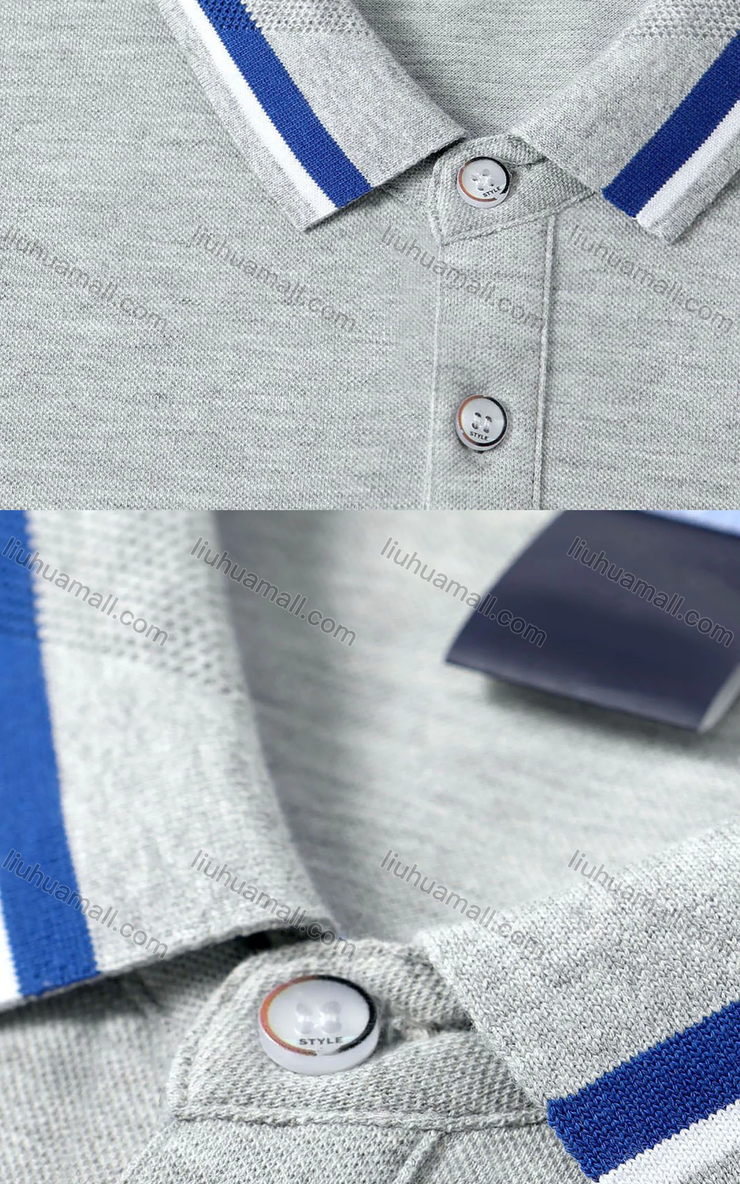 Wholesale Men's Casual Short Sleeve Striped Trim Vented Hem Polo Shirt 8837# - Liuhuamall