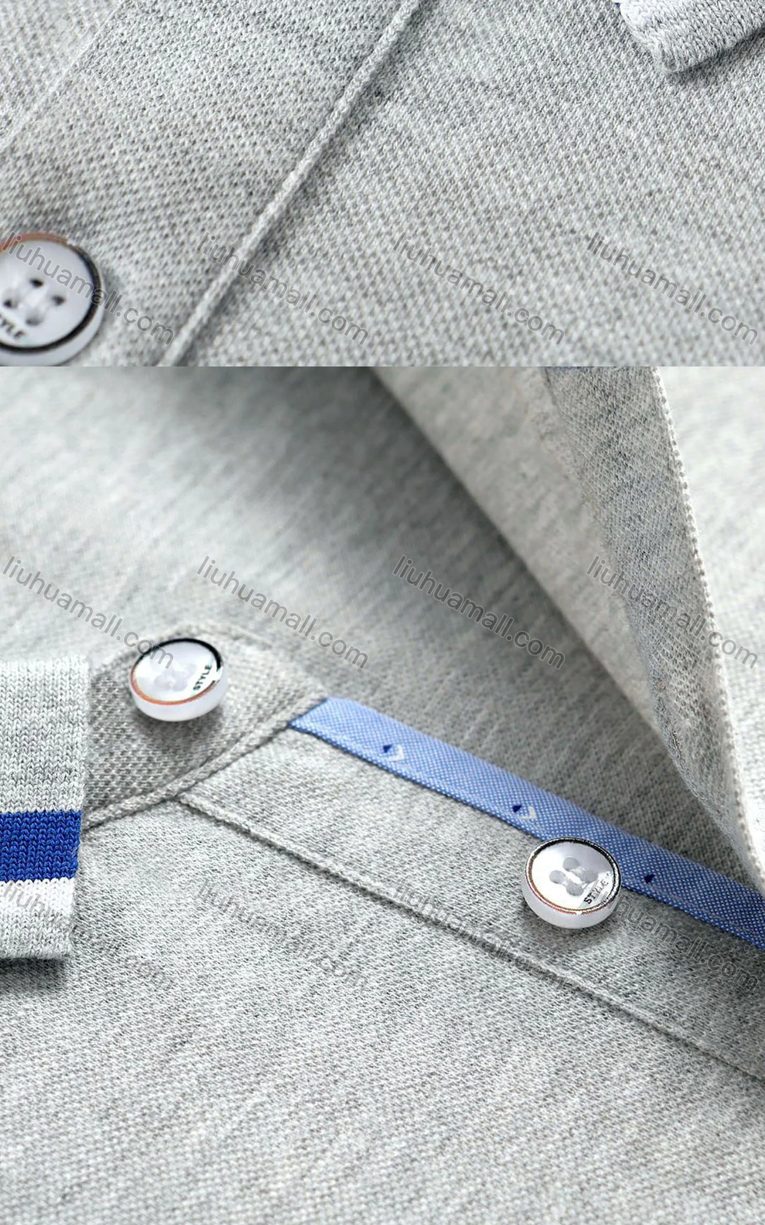 Wholesale Men's Casual Short Sleeve Striped Trim Vented Hem Polo Shirt 8837# - Liuhuamall