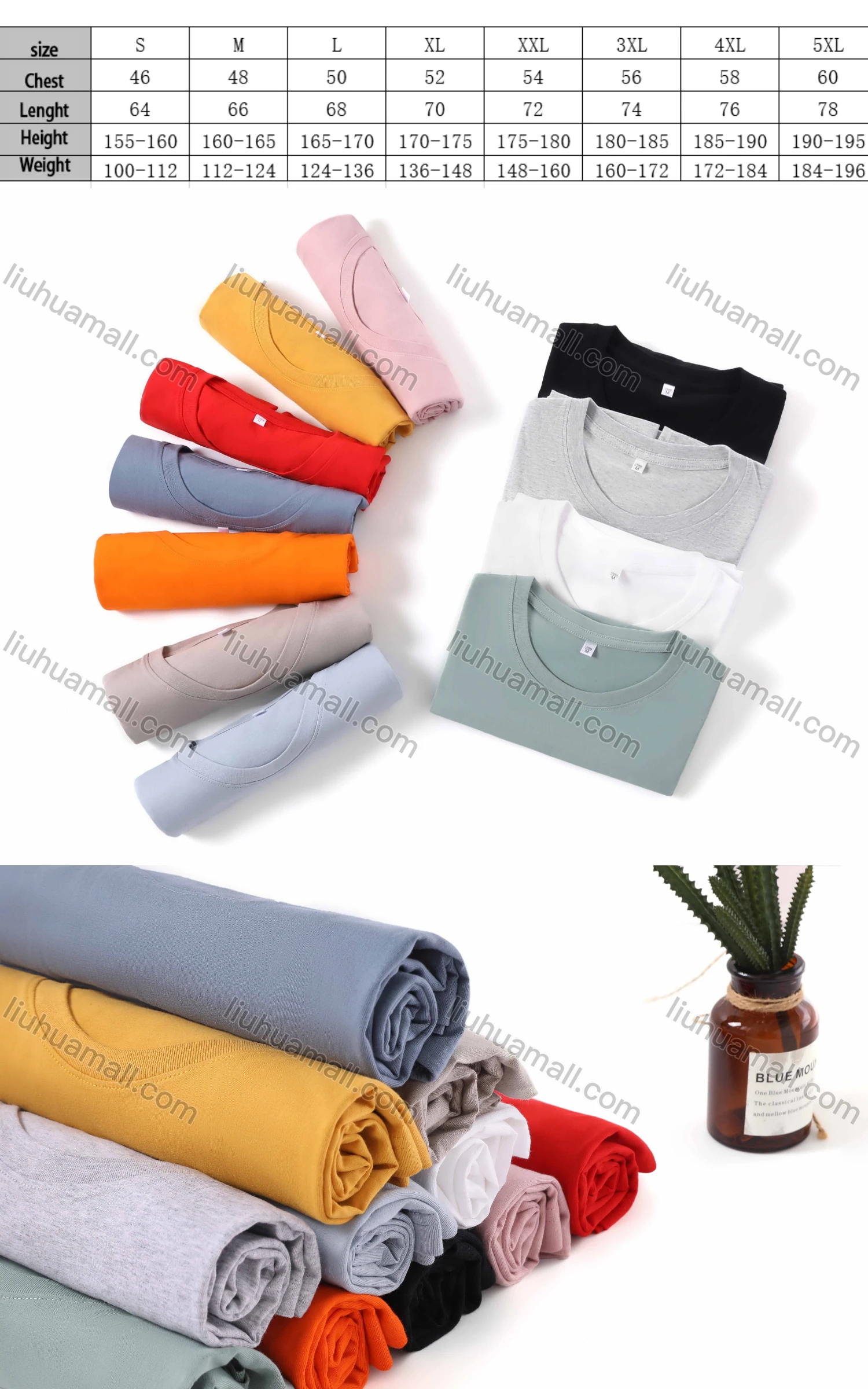 Wholesale Men's Basics Plain Short Sleeve Round Neck T Shirt D1800# - Liuhuamall