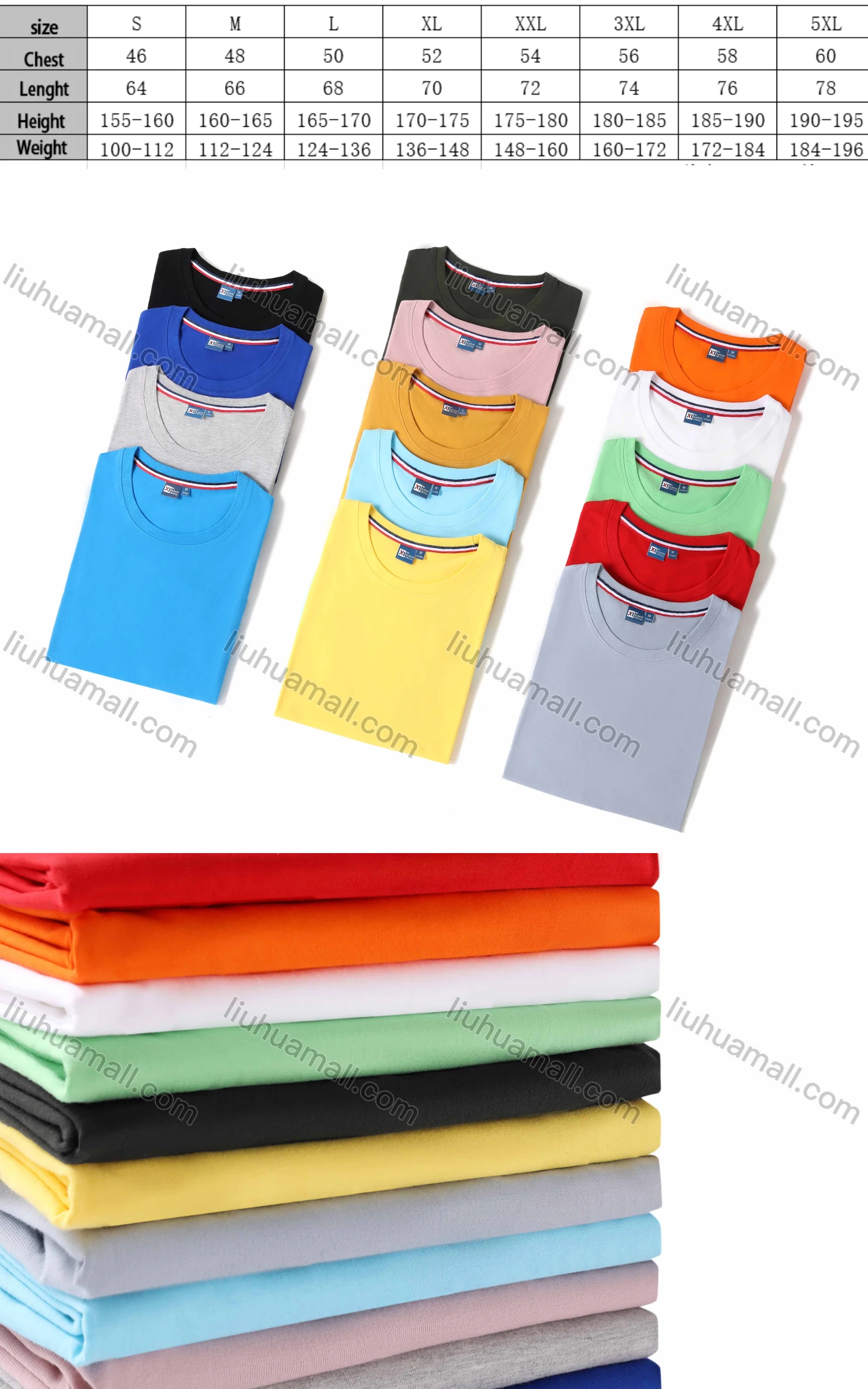 Wholesale Men's Plain Basics Round Neck Short Sleeve Tee D2200# - Liuhuamall