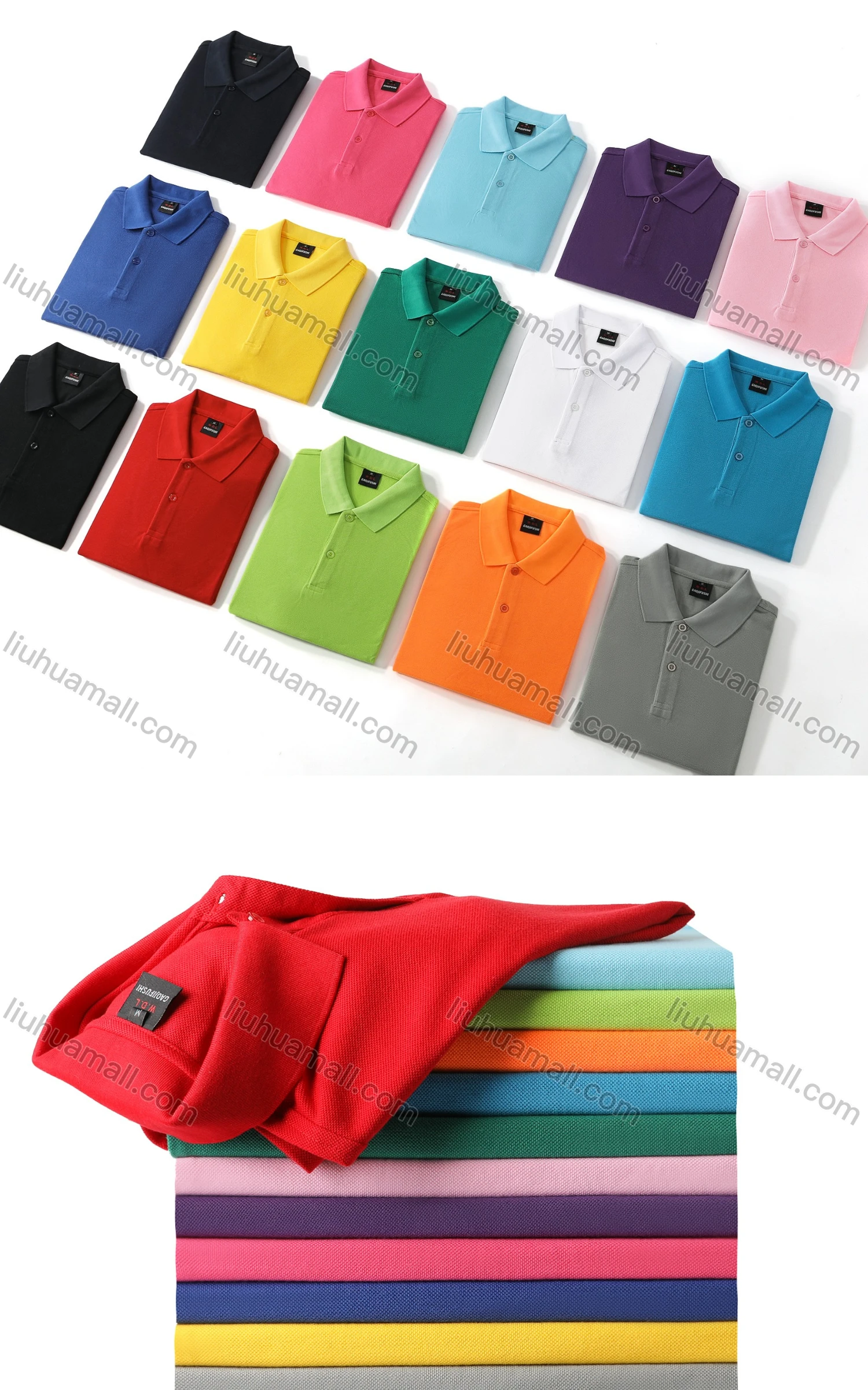 Wholesale Men's Basics Short Sleeve Vented Hem Plain Polo Shirt 106# - Liuhuamall