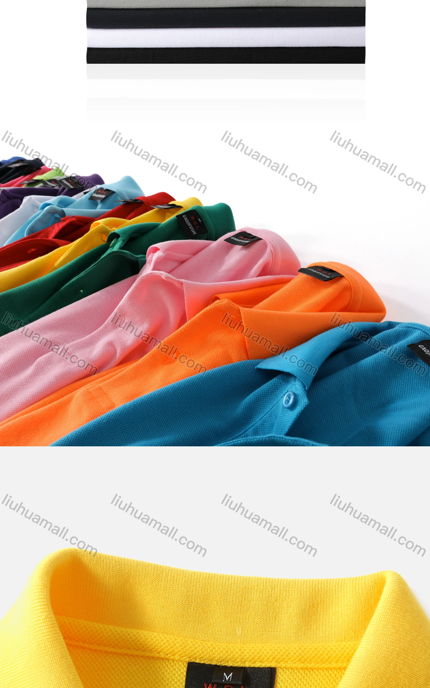 Wholesale Men's Basics Short Sleeve Vented Hem Plain Polo Shirt 106# - Liuhuamall