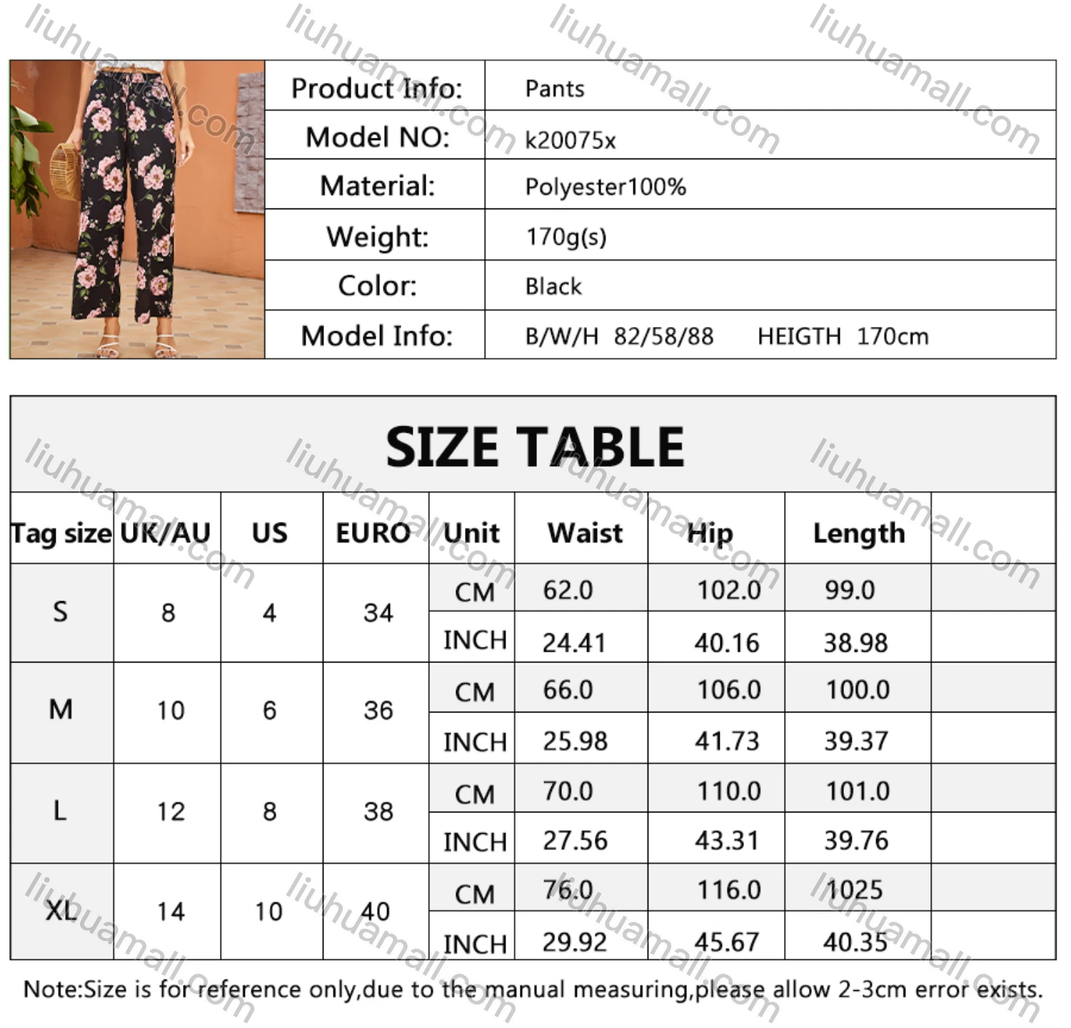 Wholesale Women's Floral Allover Print Waist Drawstring Vacation Wide Leg Pants K20075X# - Liuhuamall