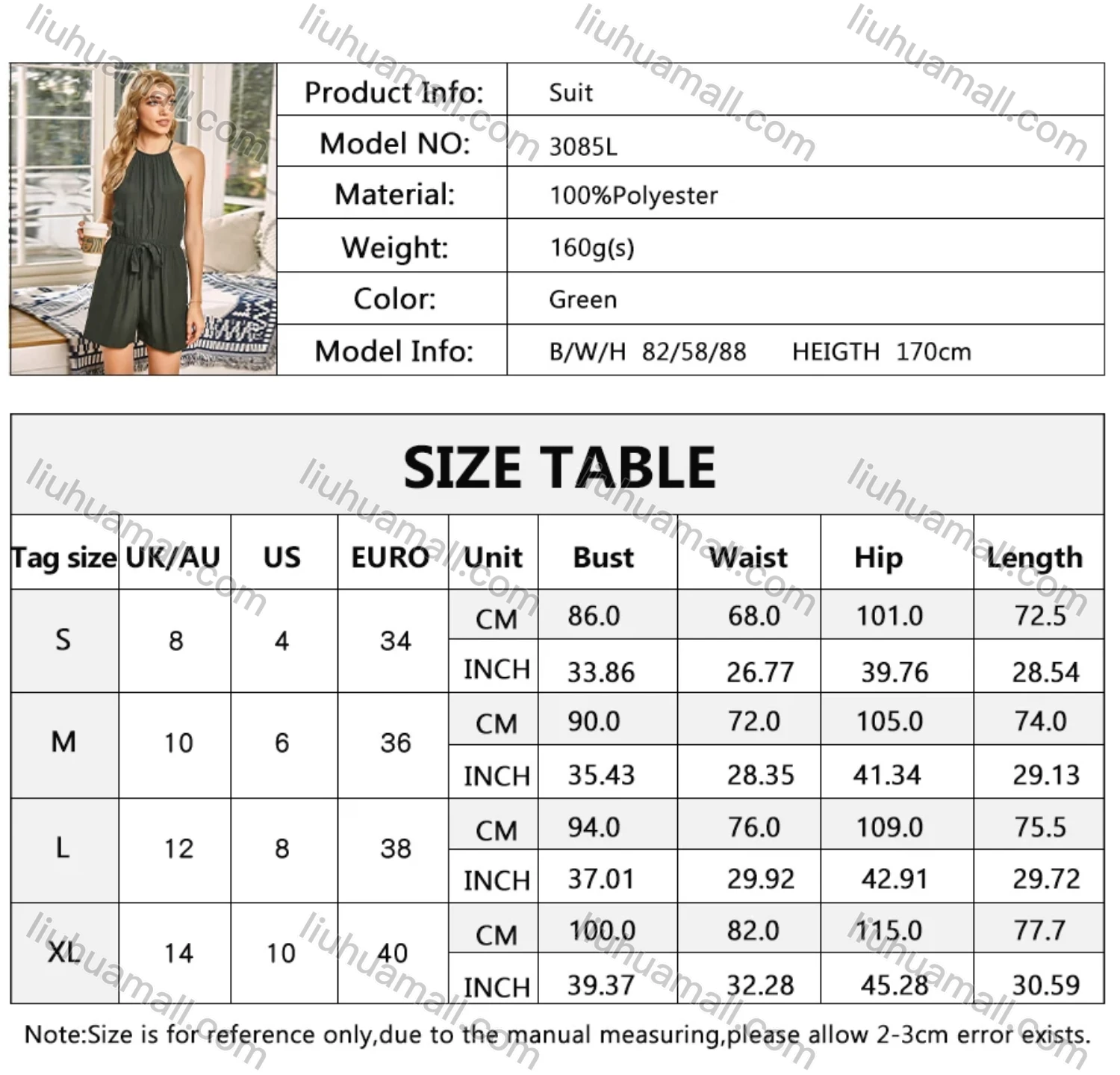 Wholesale Women's Casual Halter Strap Drawstring Jumpsuit Waisted Open Back Romper 3085L# - Liuhuamall