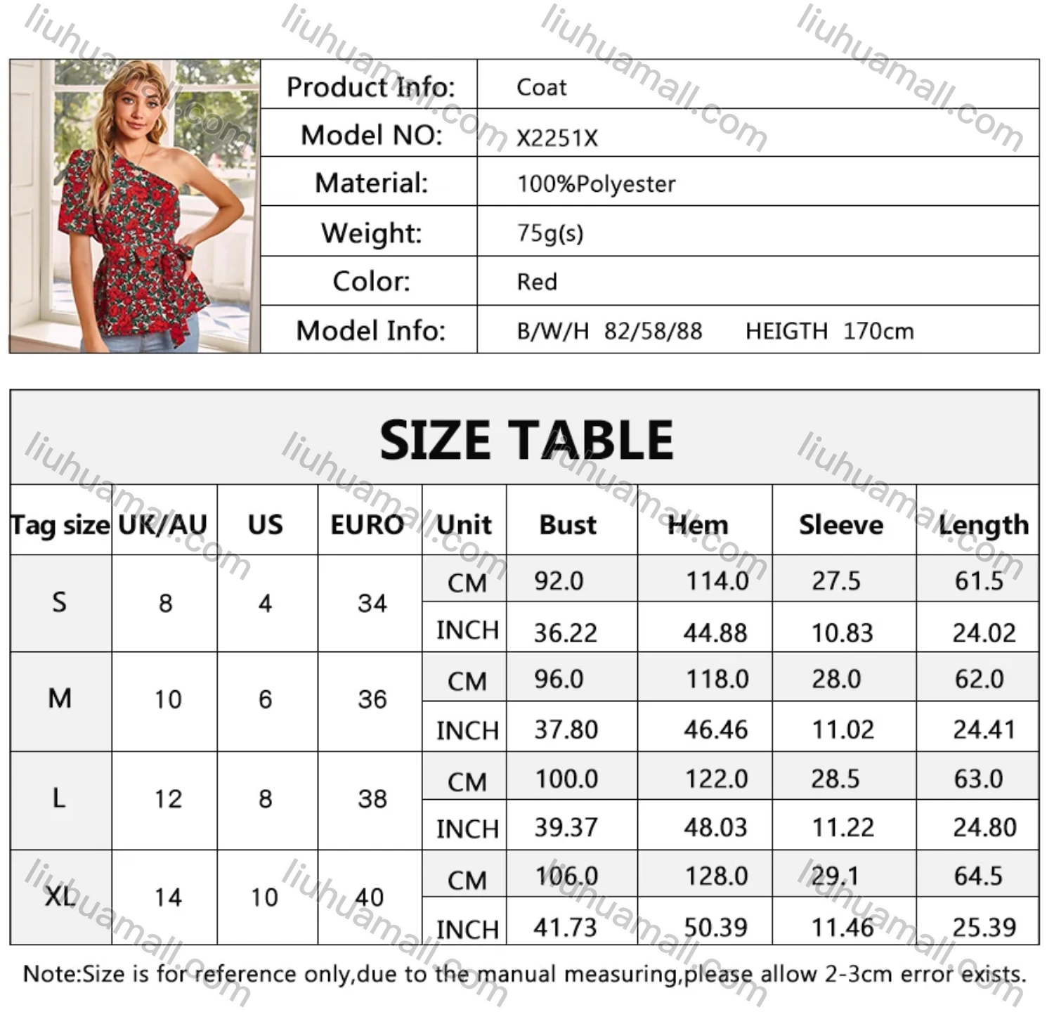 Wholesale Women's Floral Print One Shoulder Blouse With Belt X2251X# - Liuhuamall