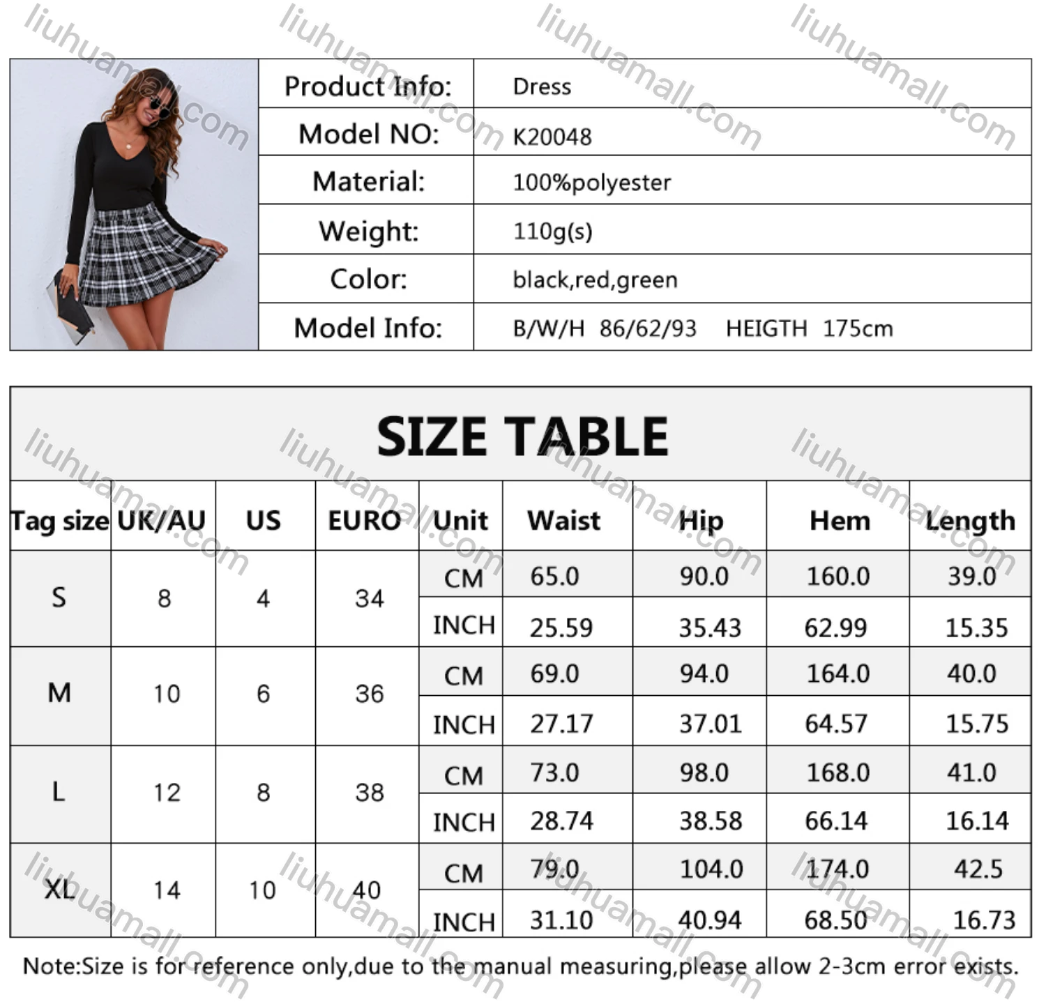 Wholesale Women's High Waist Elastic Plaid Print Pleated Mini Skirt K20048# - Liuhuamall
