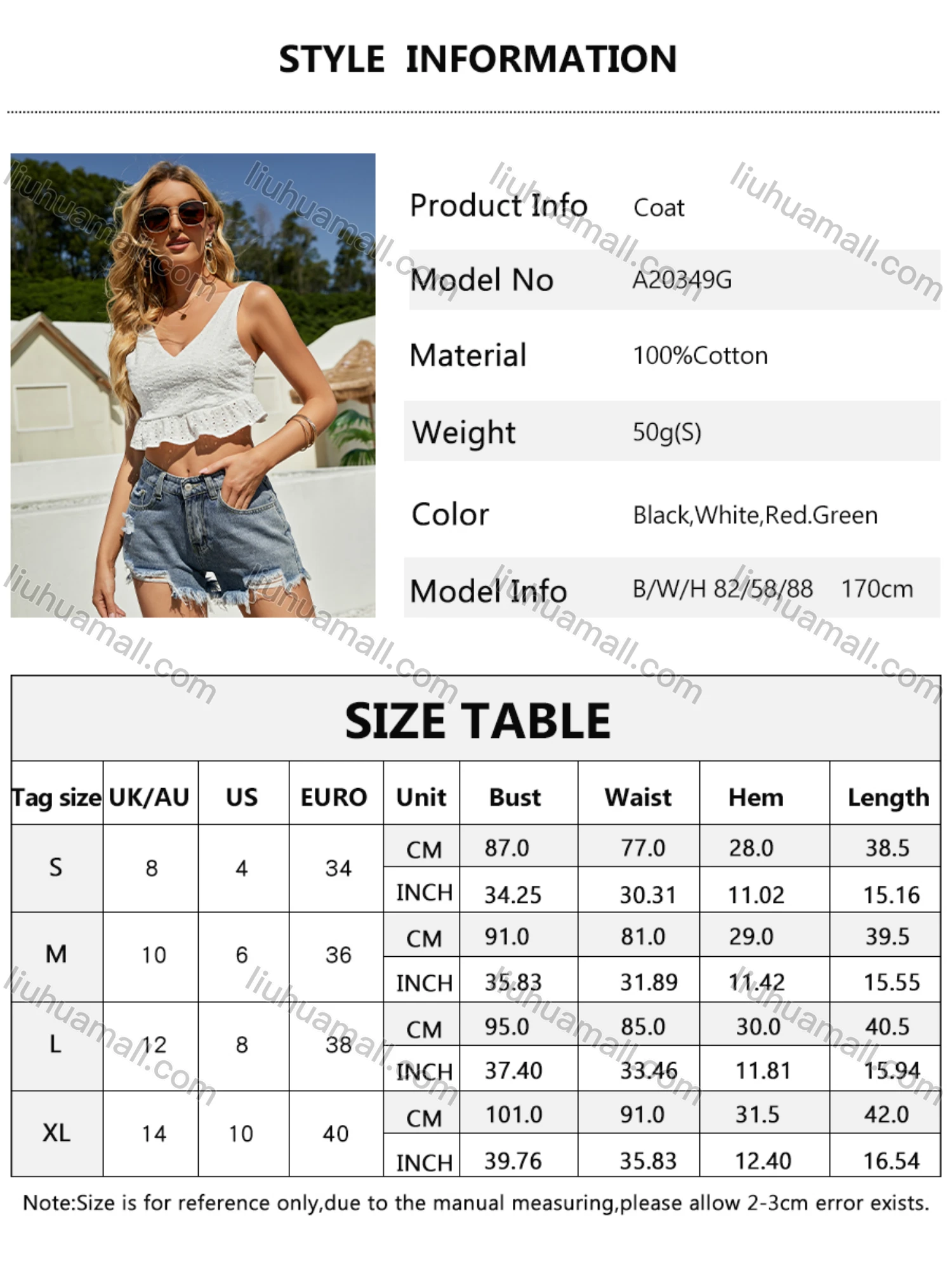 Wholesale Women's V Neck Ruffle Hem Tie Back Sleeveless Crop Top A20349G# - Liuhuamall