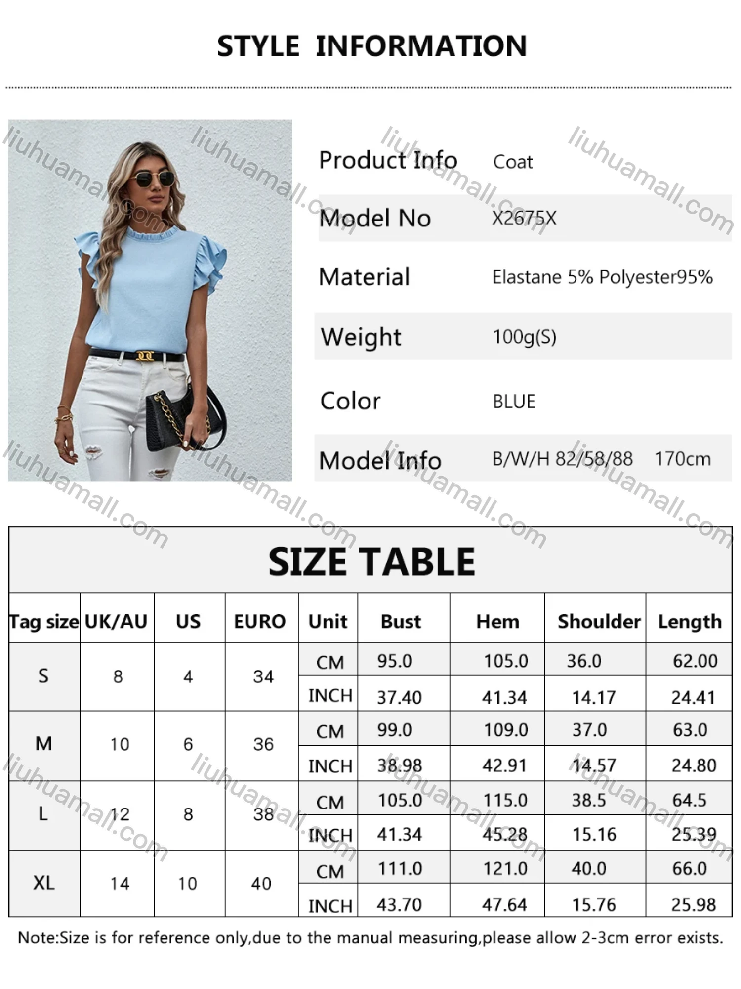 Wholesale Women's Casual Butterfly Sleeve Ruffle Neck Keyhole Plain Top LQ-F2675X# - Liuhuamall