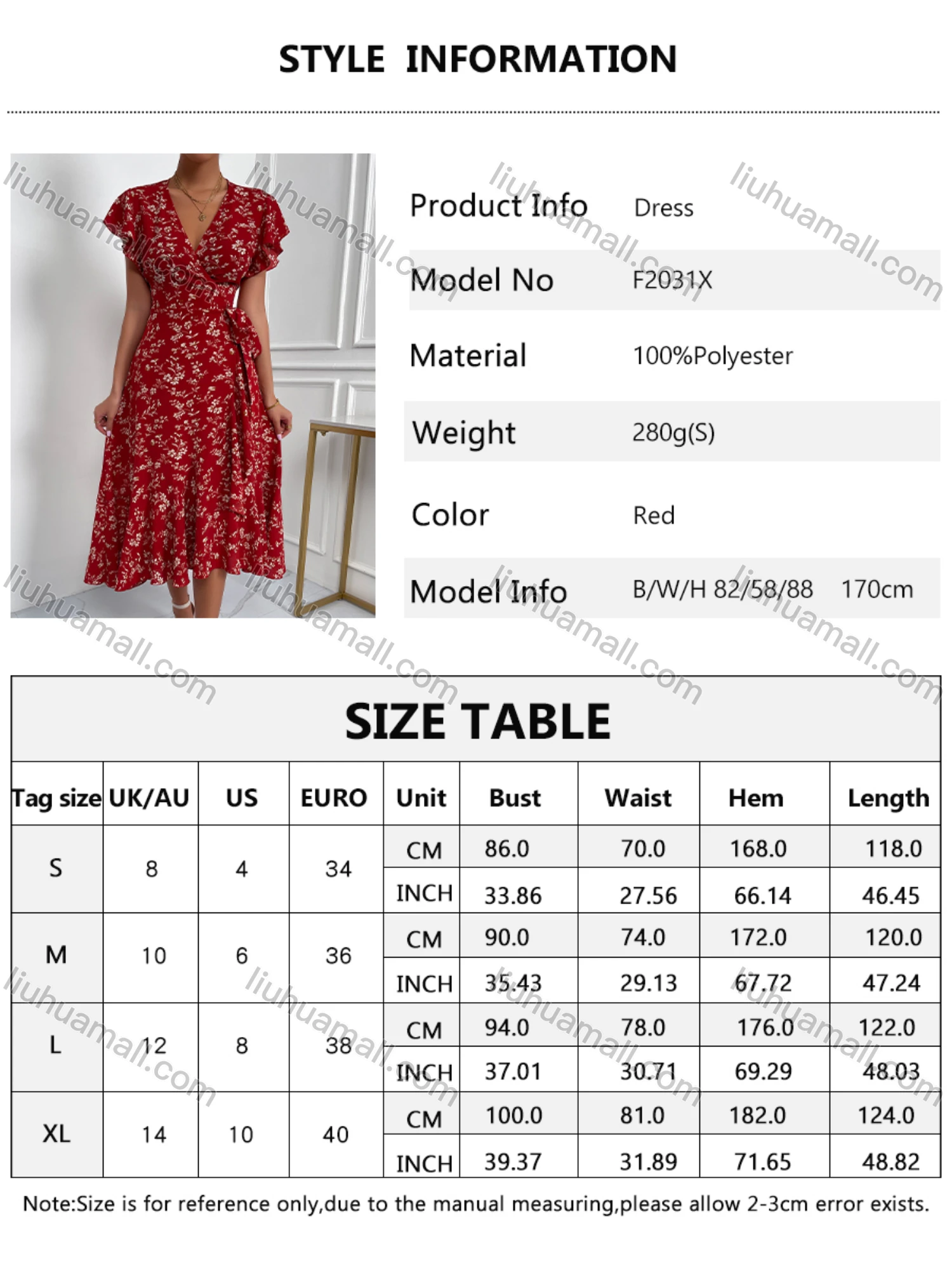 Wholesale Women's Floral Print Wrap Deep V Neck Empire Waist Flounce Sleeve Midii Dress LQ-F2031X# - Liuhuamall