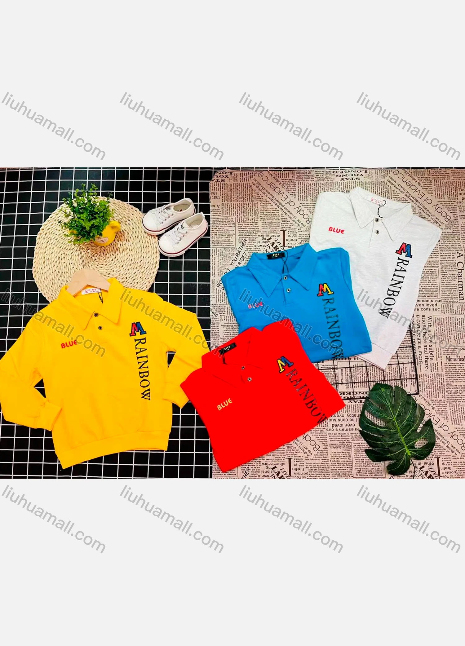 Wholesale Boy's Comfy Long Sleeve Letter Print Button Elastic Polo Shirt - Liuhuamall