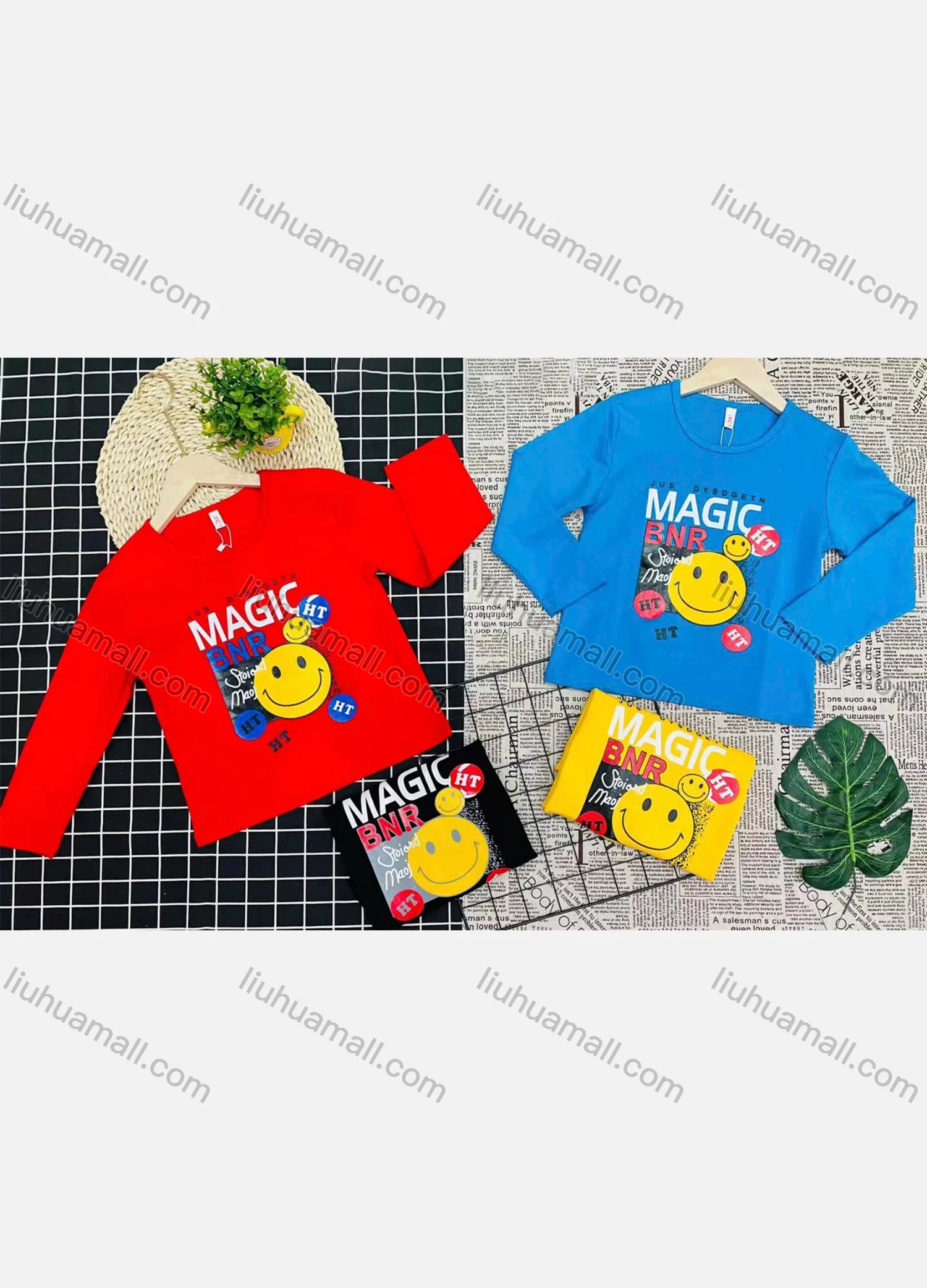 Wholesale Boy's Comfy Long Sleeve Letter Cartoon Graphic T-Shirt - Liuhuamall
