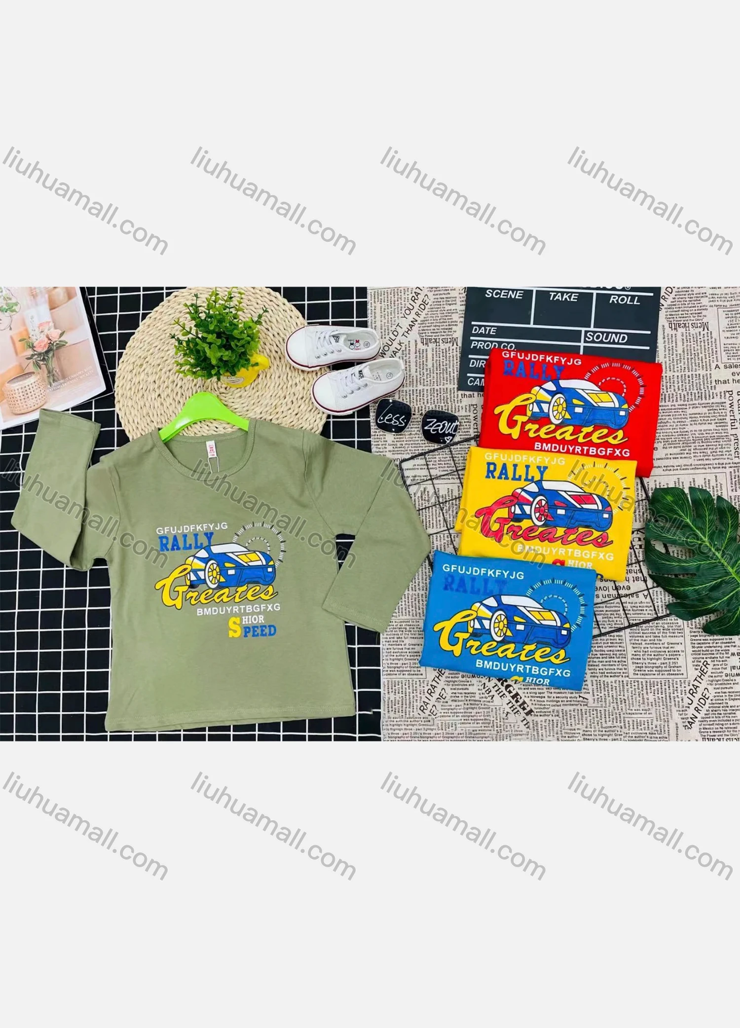 Wholesale Boy's Comfy Crew Neck Long Sleeve Graphic Letter T-Shirt - Liuhuamall