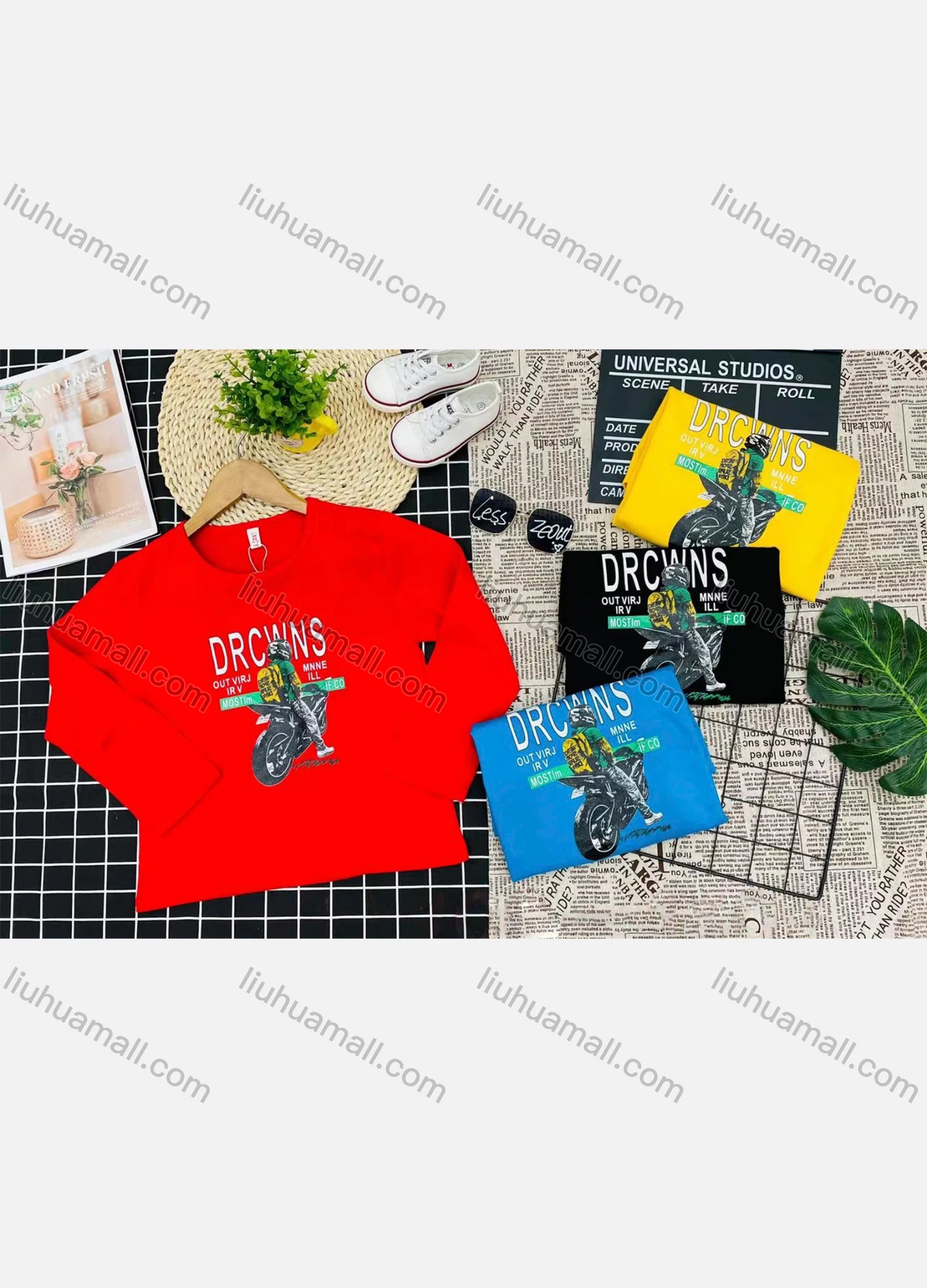 Wholesale Boy's Comfy Crew Neck Long Sleeve Graphic Letter T-Shirt - Liuhuamall
