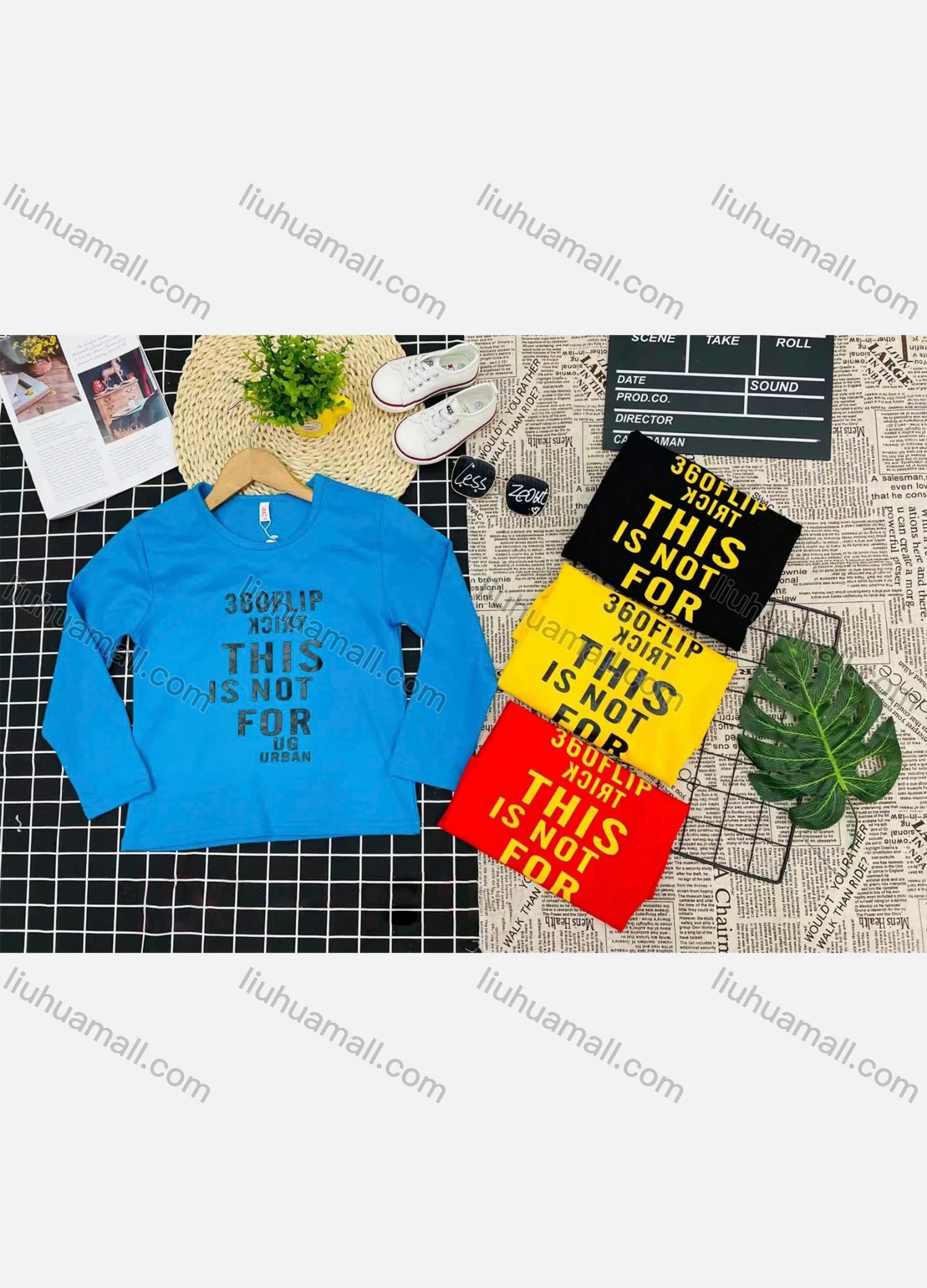 Wholesale Boy's Comfy Crew Neck Long Sleeve Letter Print T-Shirt - Liuhuamall