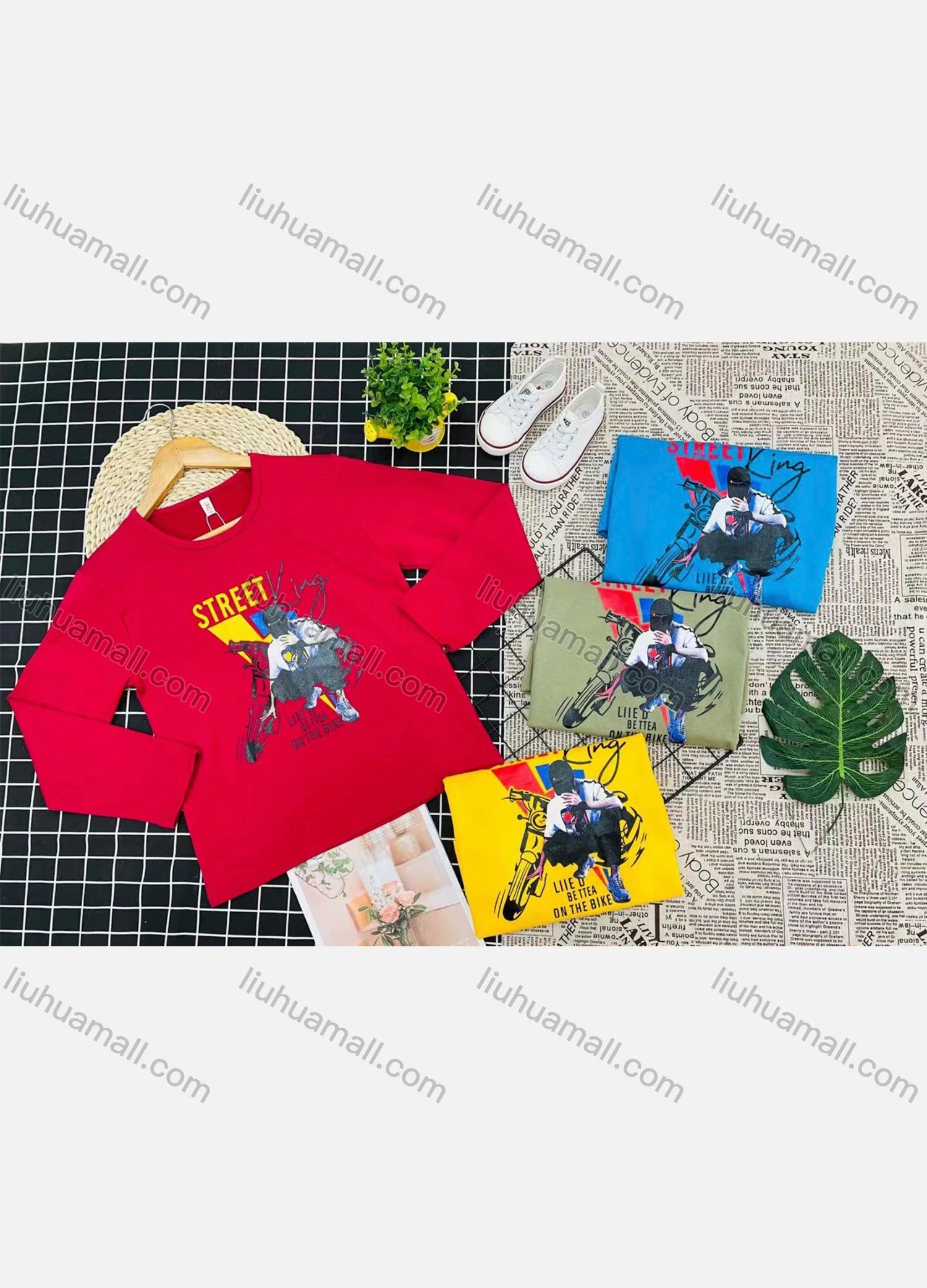 Wholesale Boy's Comfy Crew Neck Long Sleeve Graphic Letter T-Shirt - Liuhuamall