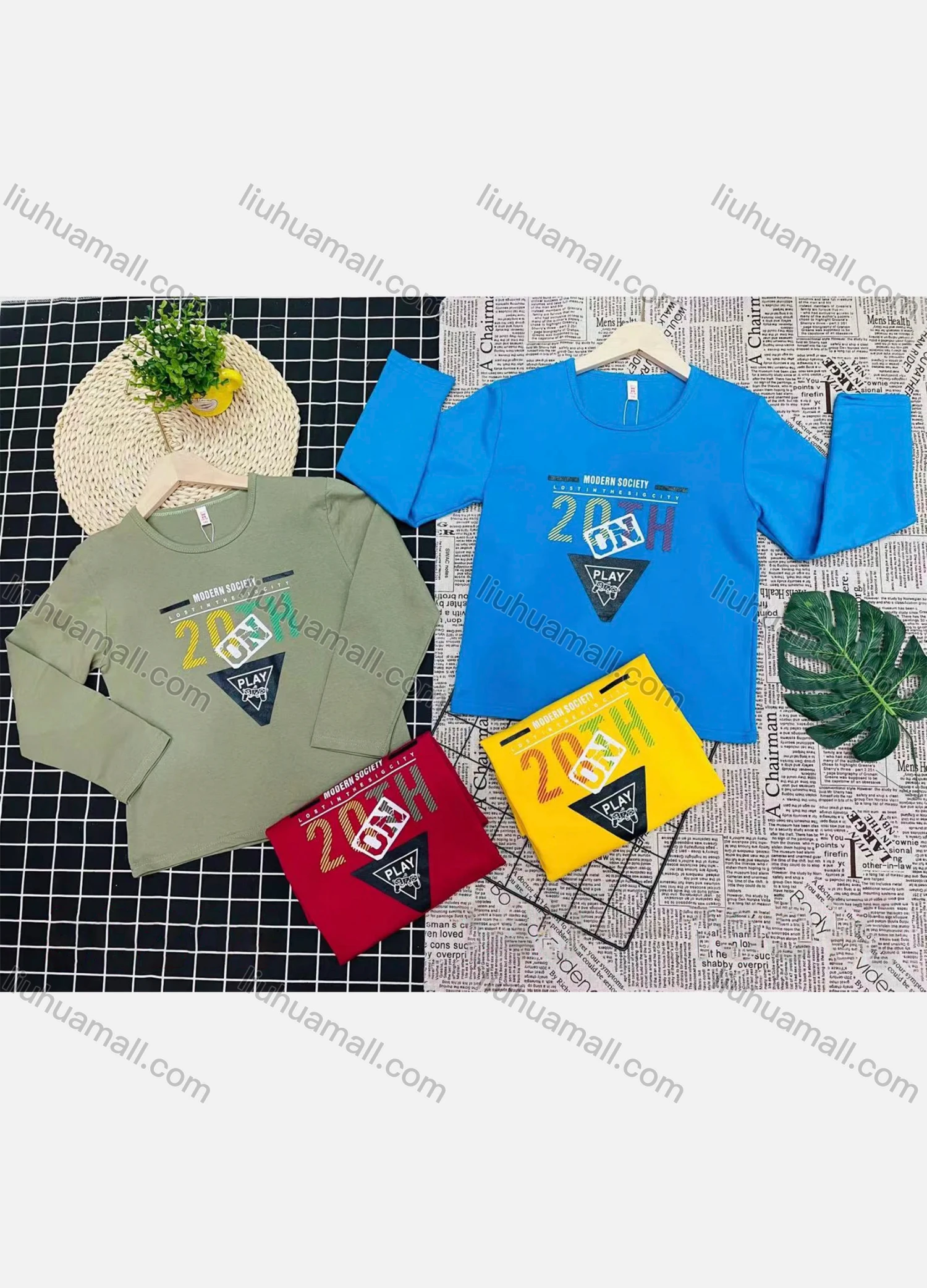 Wholesale Boy's Comfy Crew Neck Long Sleeve Letter Print T-Shirt - Liuhuamall