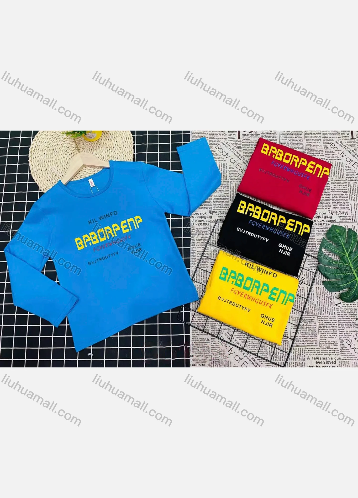 Wholesale Boy's Comfy Crew Neck Long Sleeve Letter Print T-Shirt - Liuhuamall