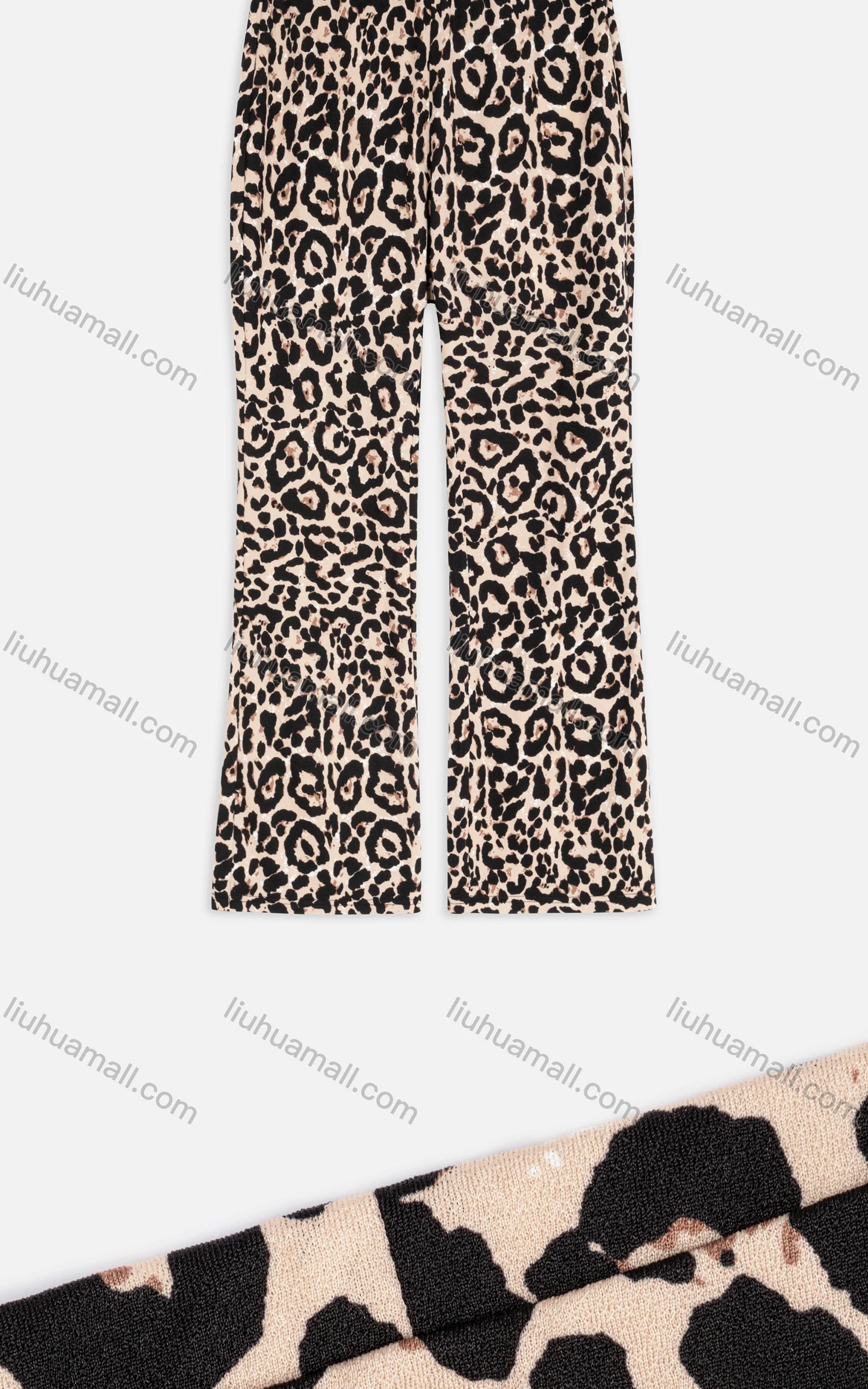 Wholesale Women's Casual Leopard Elastic Straight Leg Slim Fit Pant - Liuhuamall