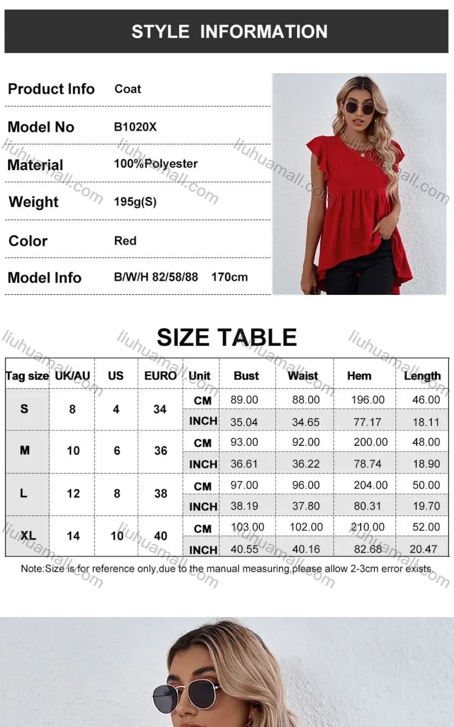 Wholesale Women's Plain Petal Crew Neck Ruffle Sleeve High Low Hem Tunic B1020X# - Liuhuamall