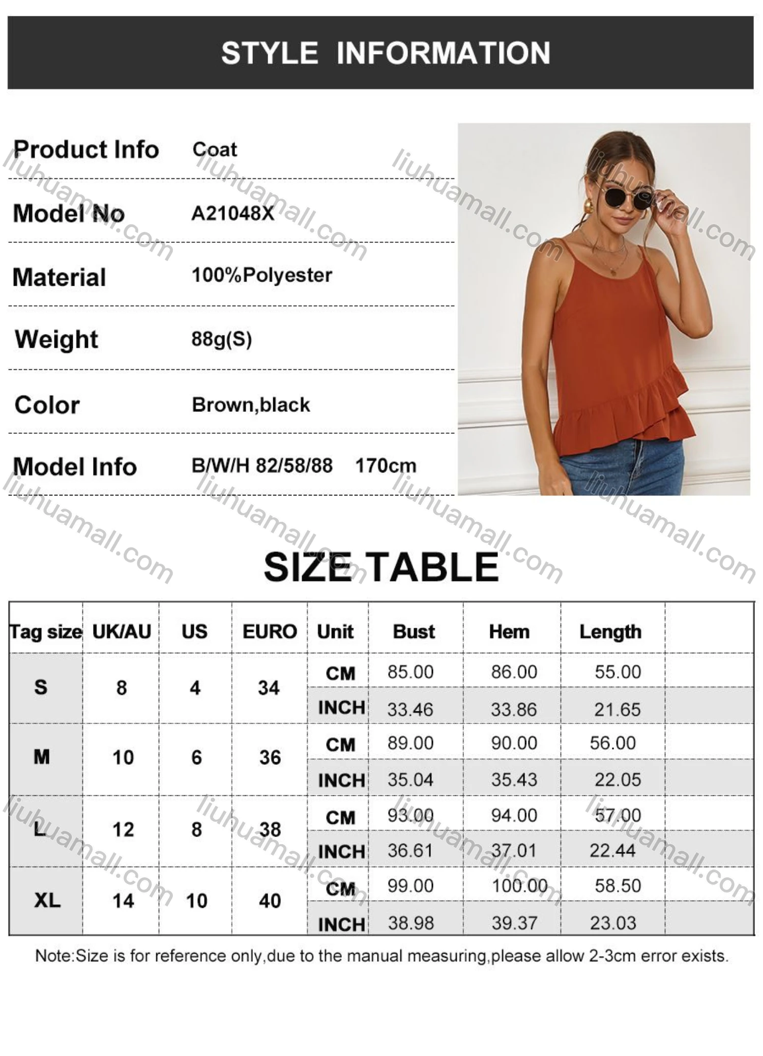 Wholesale Women's Spaghetti Strap Polka Dot Print Layered Ruffle Hem Cami Top A21048X# - Liuhuamall