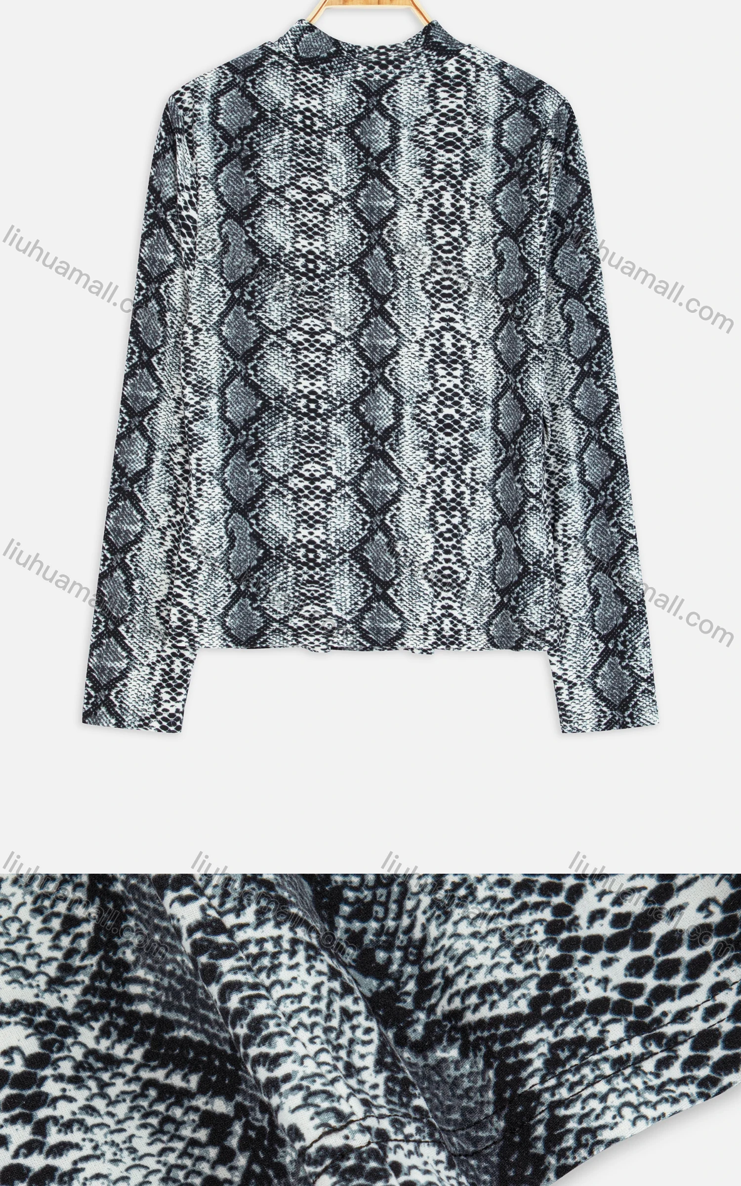Wholesale Women's Casual Snakeskin Print Long Sleeve Blouse - Liuhuamall