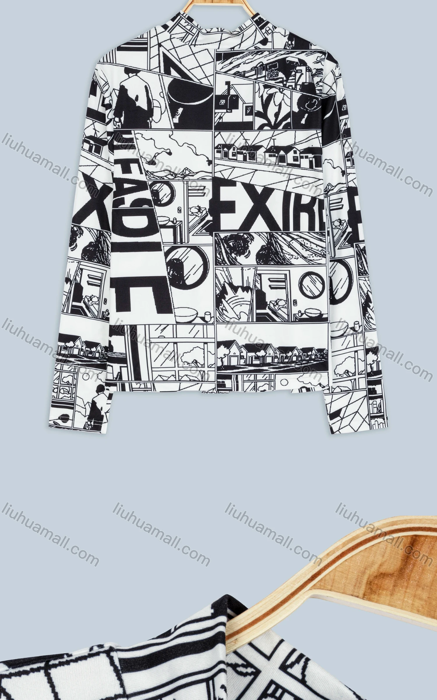 Wholesale Women's Cartoon Print Long Sleeve Round Neck Blouse - Liuhuamall