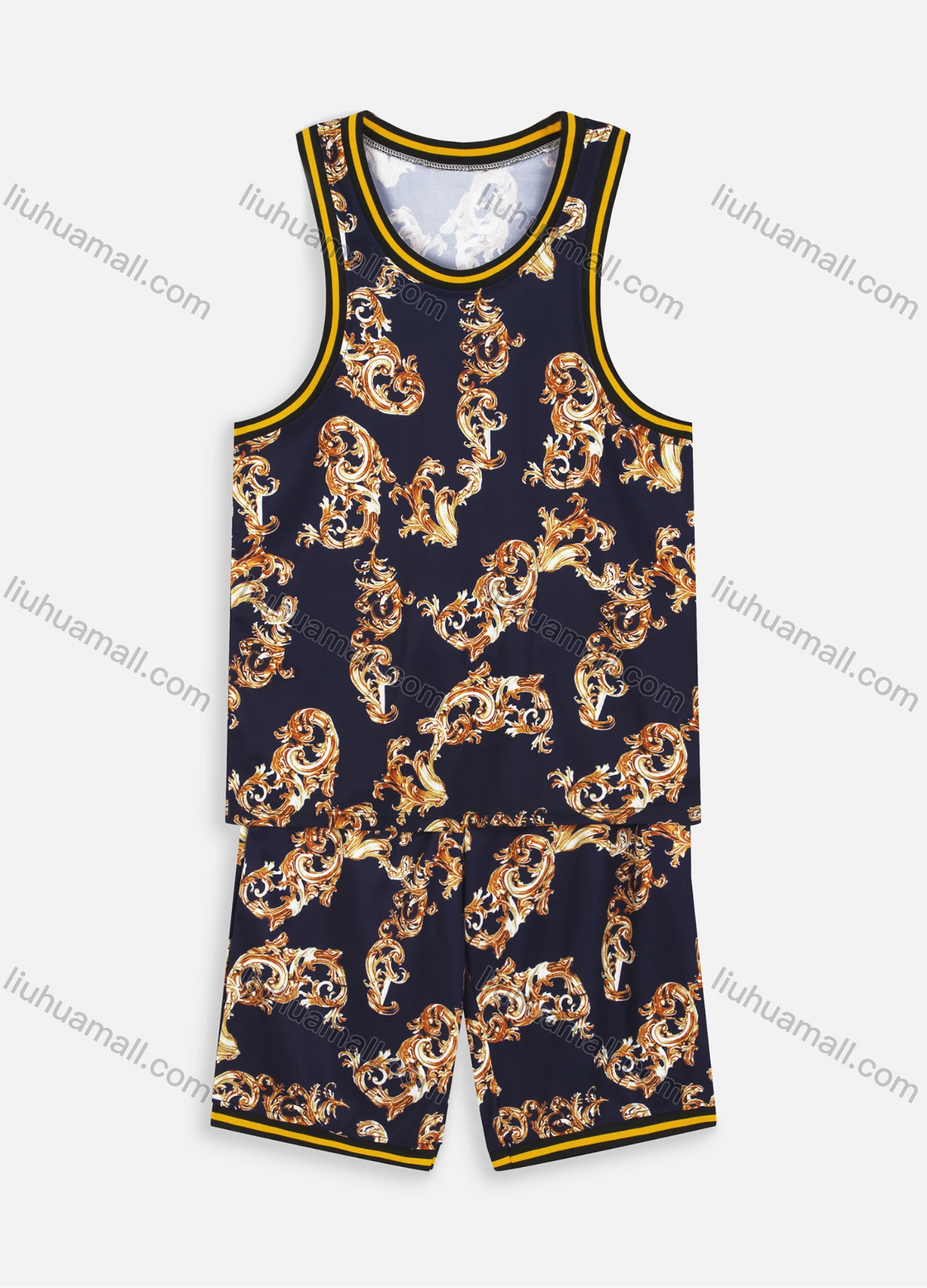 Wholesale Men's Casual Baroque Print Tank Top - Liuhuamall