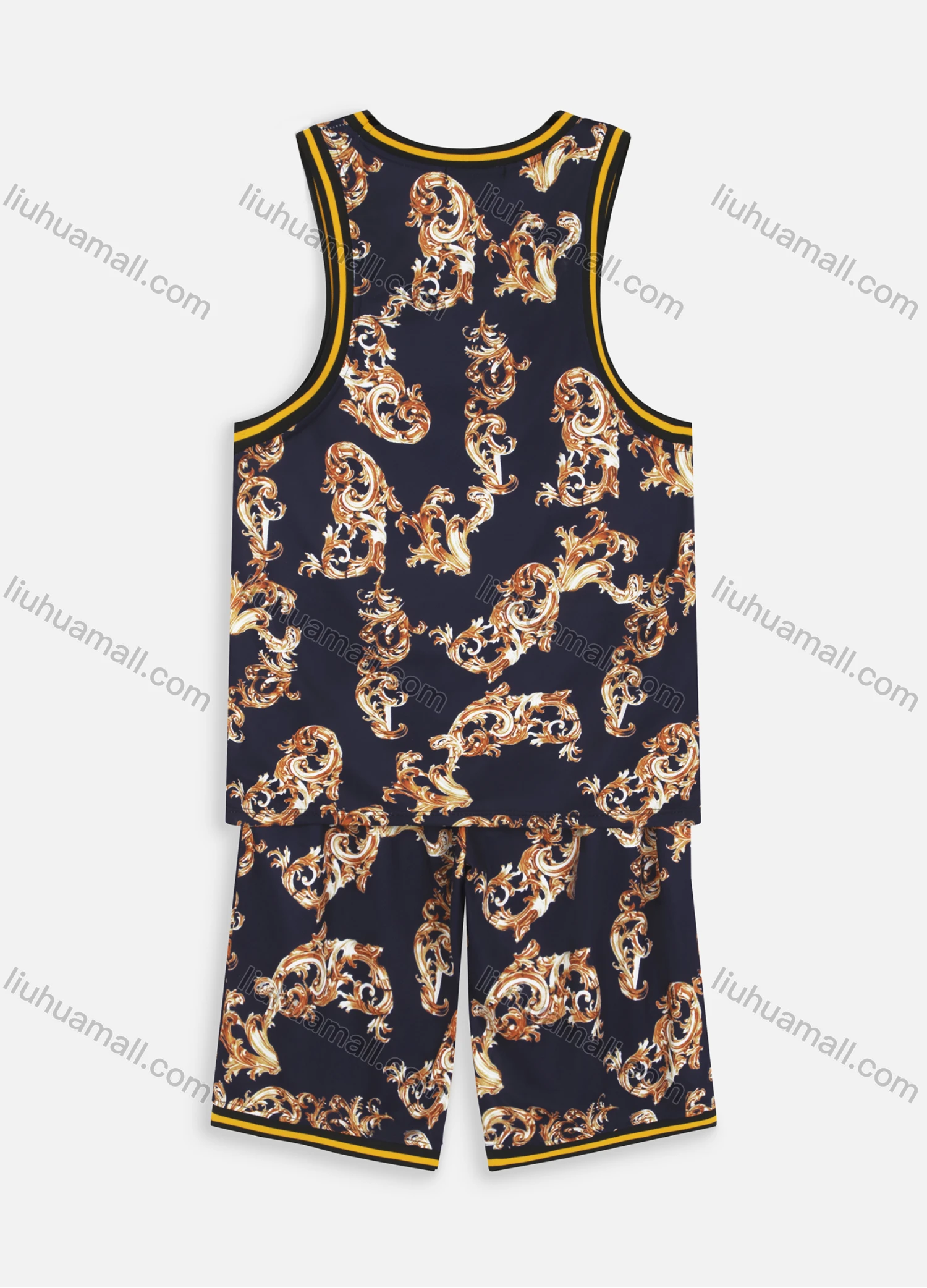Wholesale Men's Casual Baroque Print Tank Top - Liuhuamall