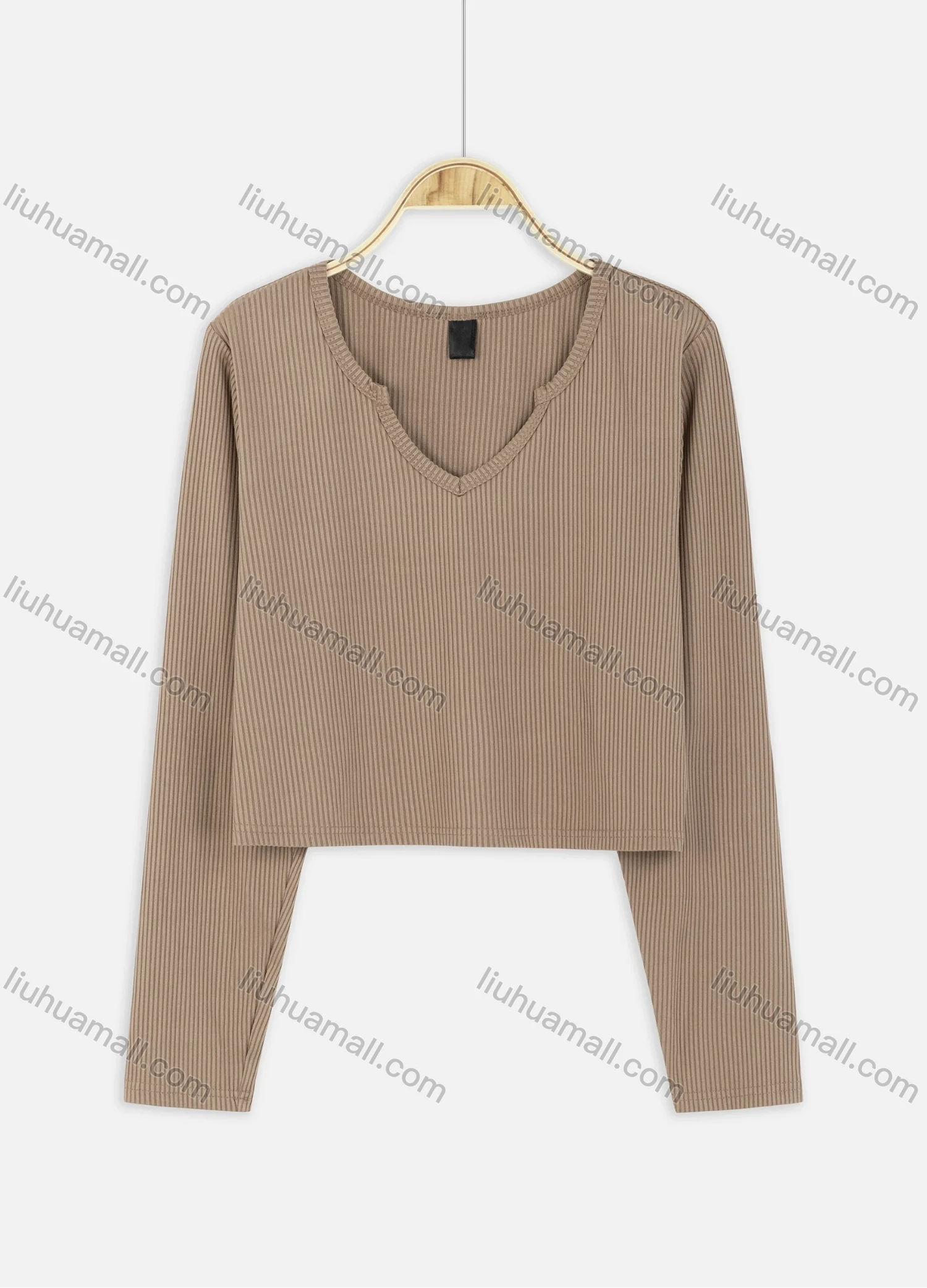 Wholesale Women's Casual Plain Long Sleeve Rib-Knit Sweetheart Neck Crop Knit Top - Liuhuamall