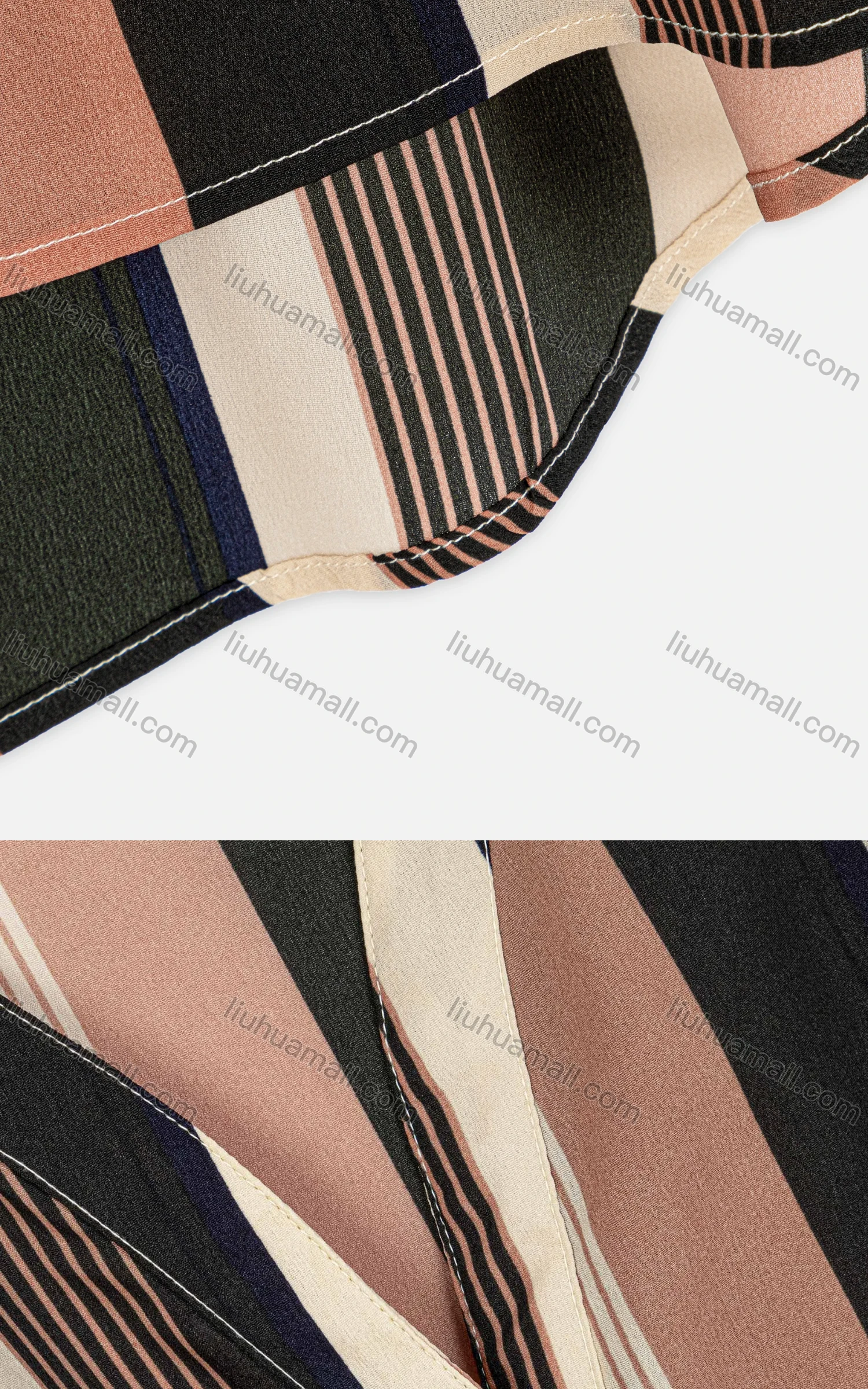 Wholesale Women's Summer Casual Comfort V Neck Striped Blouse - Liuhuamall