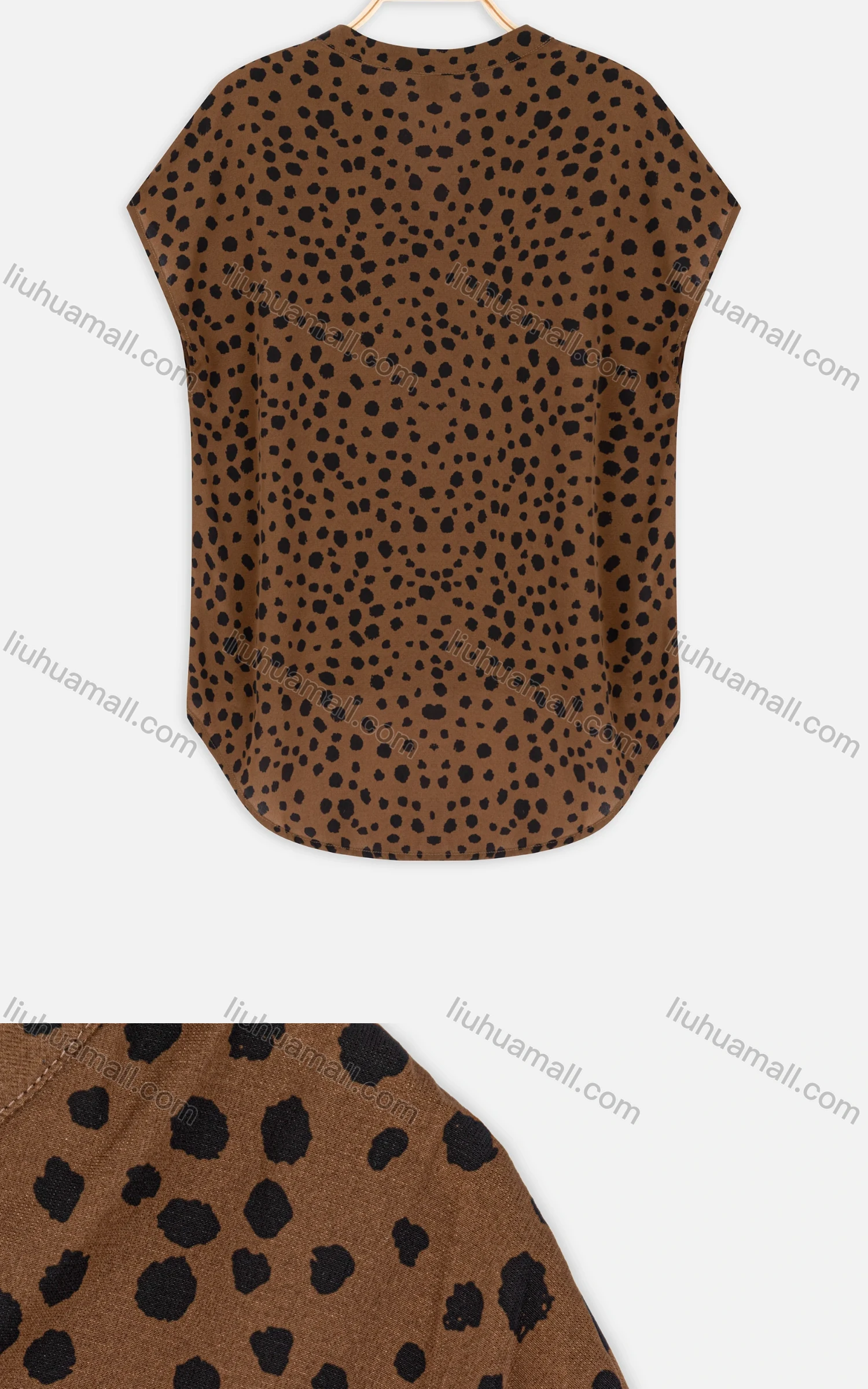 Wholesale Women's Summer Leopard V Neck Long Tail Bat Sleeve Blouse - Liuhuamall