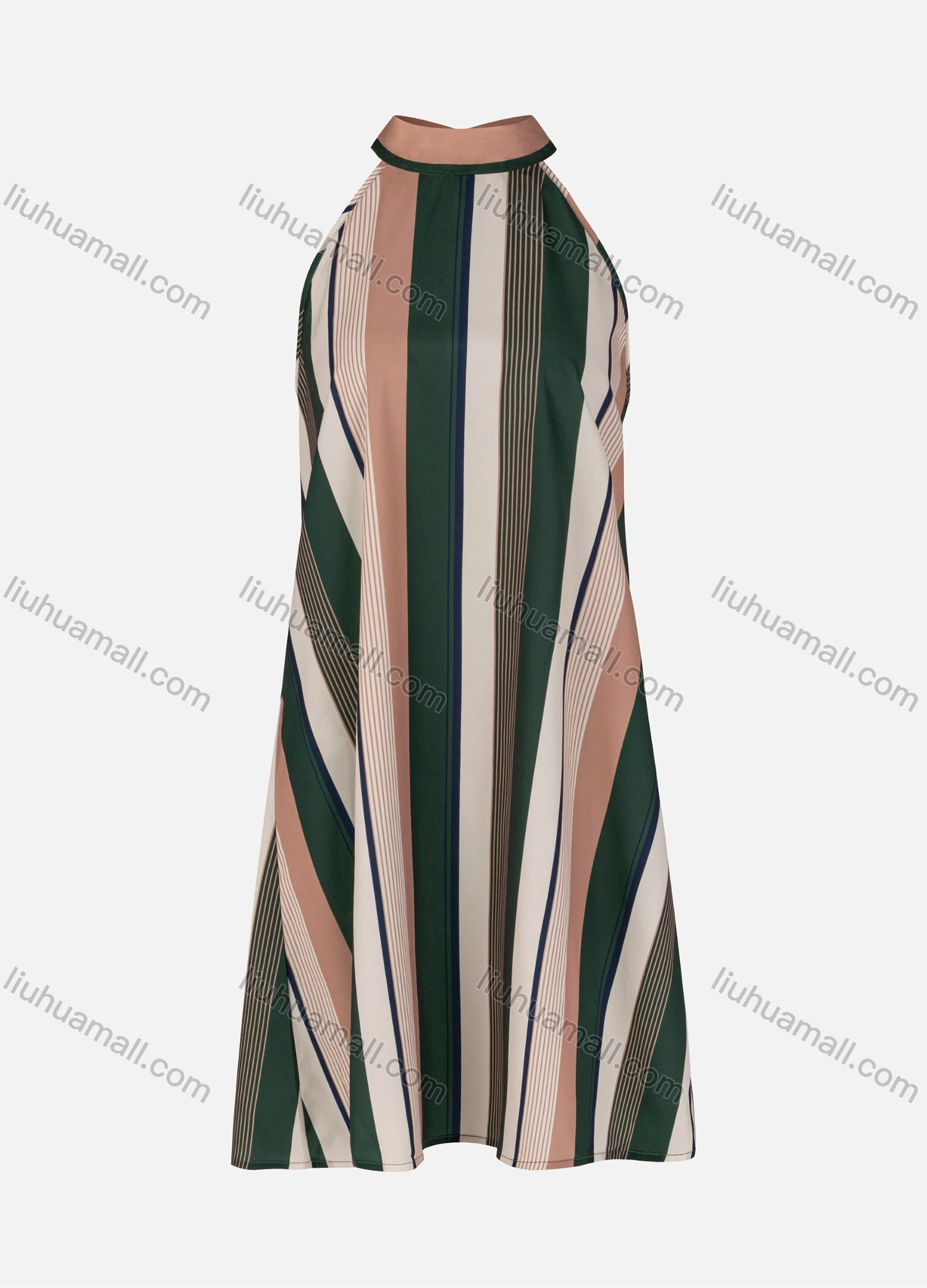 Wholesale Women's Casual A-line Sleeveless Halter Tie Back Short Dress - Liuhuamall